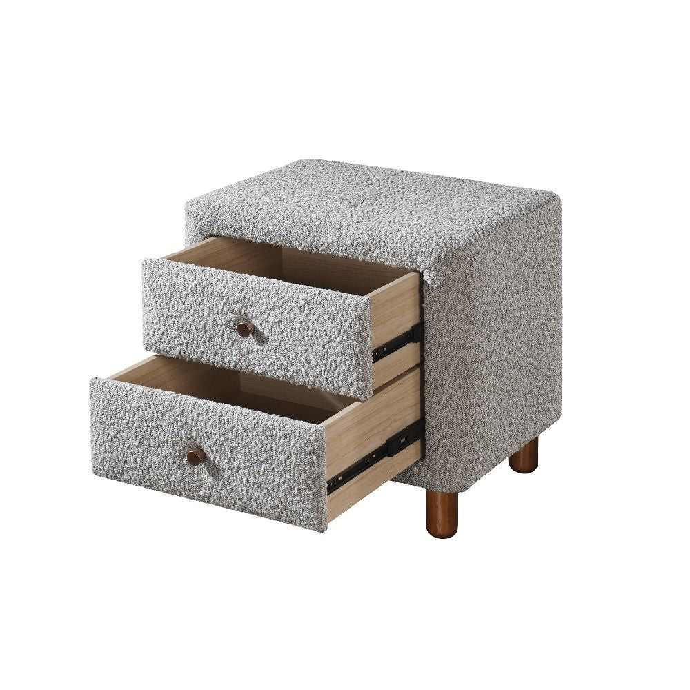 ACME Cleo - Nightstand - Gray Boucle | Meri Furniture