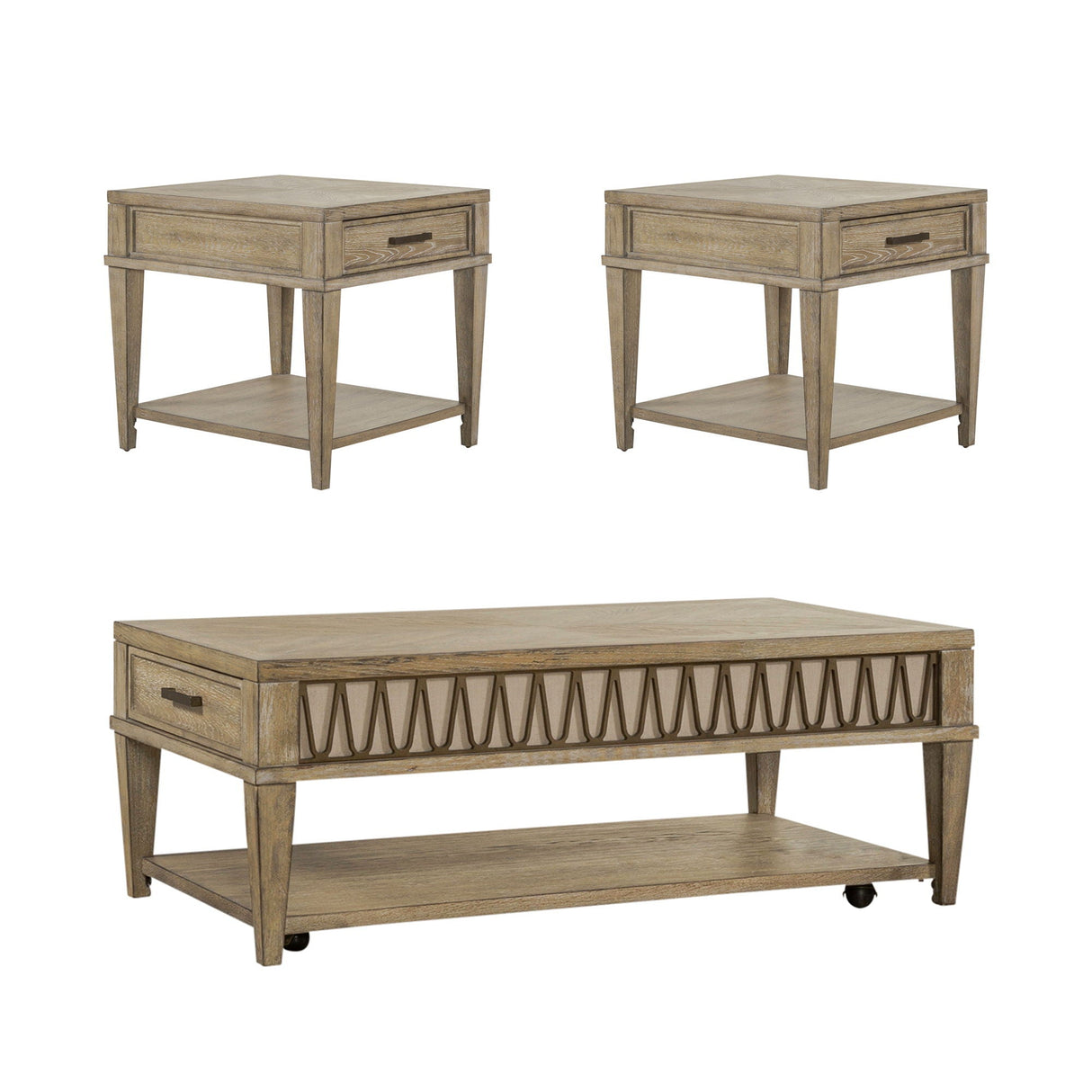 Liberty Furniture Devonshire - 3 Piece Table Set - Weathered Sandstone | Meri Furniture