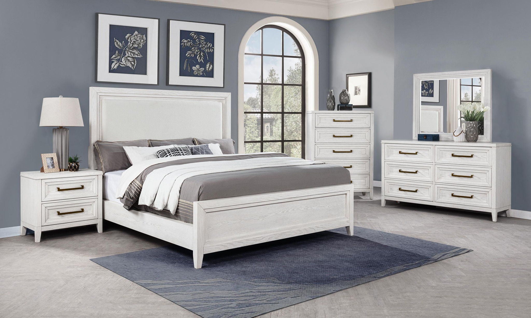 Marielle 6-drawer Dresser with Mirror Distressed White