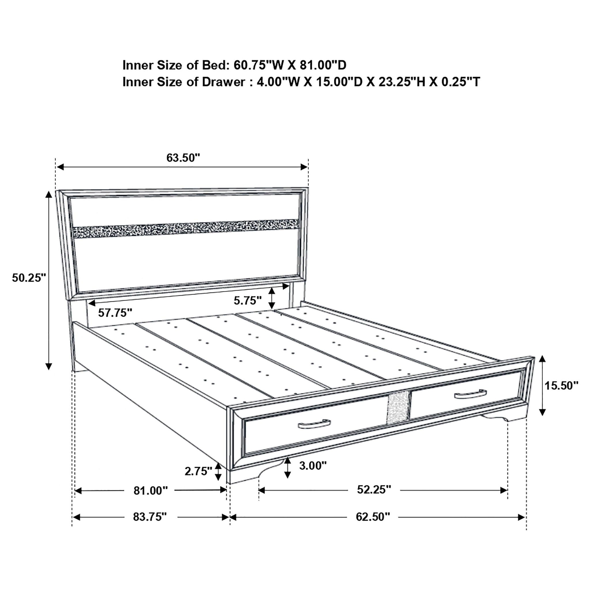 Miranda 51-inch Wood Queen Storage Panel Bed Black
