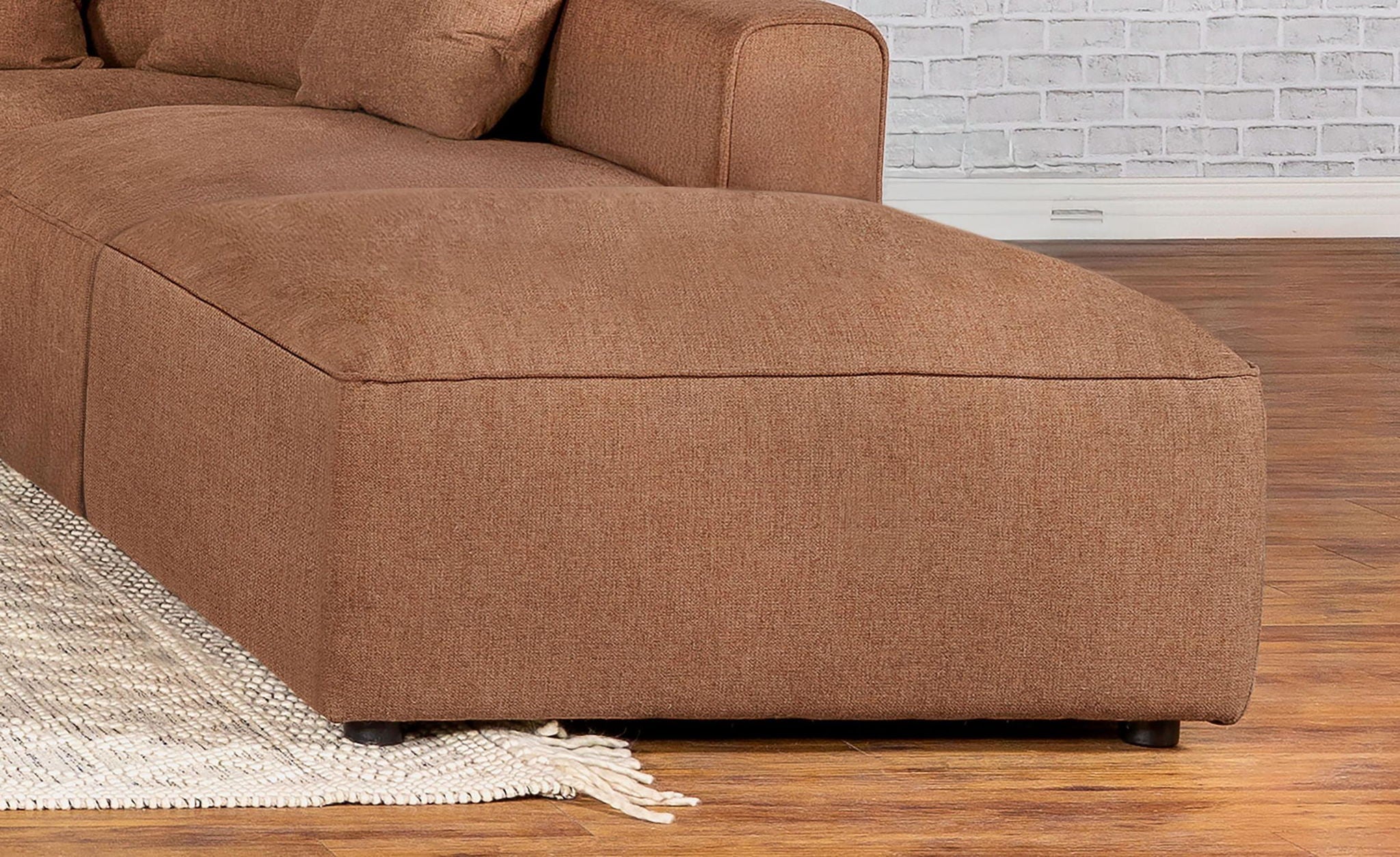 Jennifer Square Upholstered Ottoman Terracotta