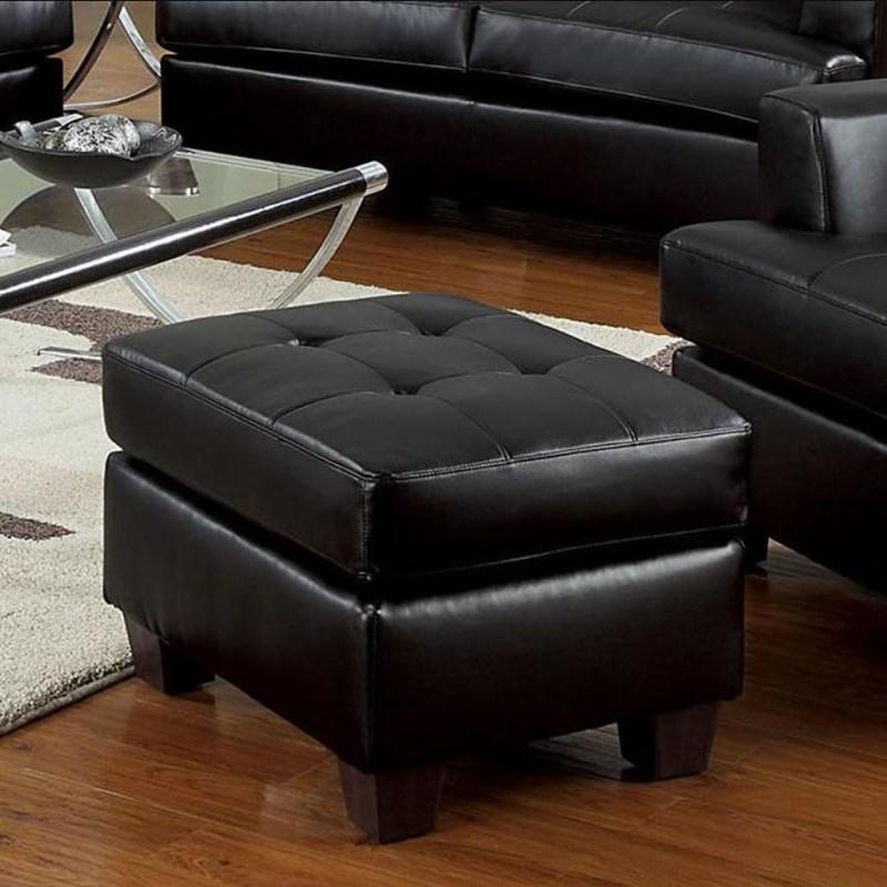 ACME Platinum - Ottoman - Black Bonded Leather | Meri Furniture