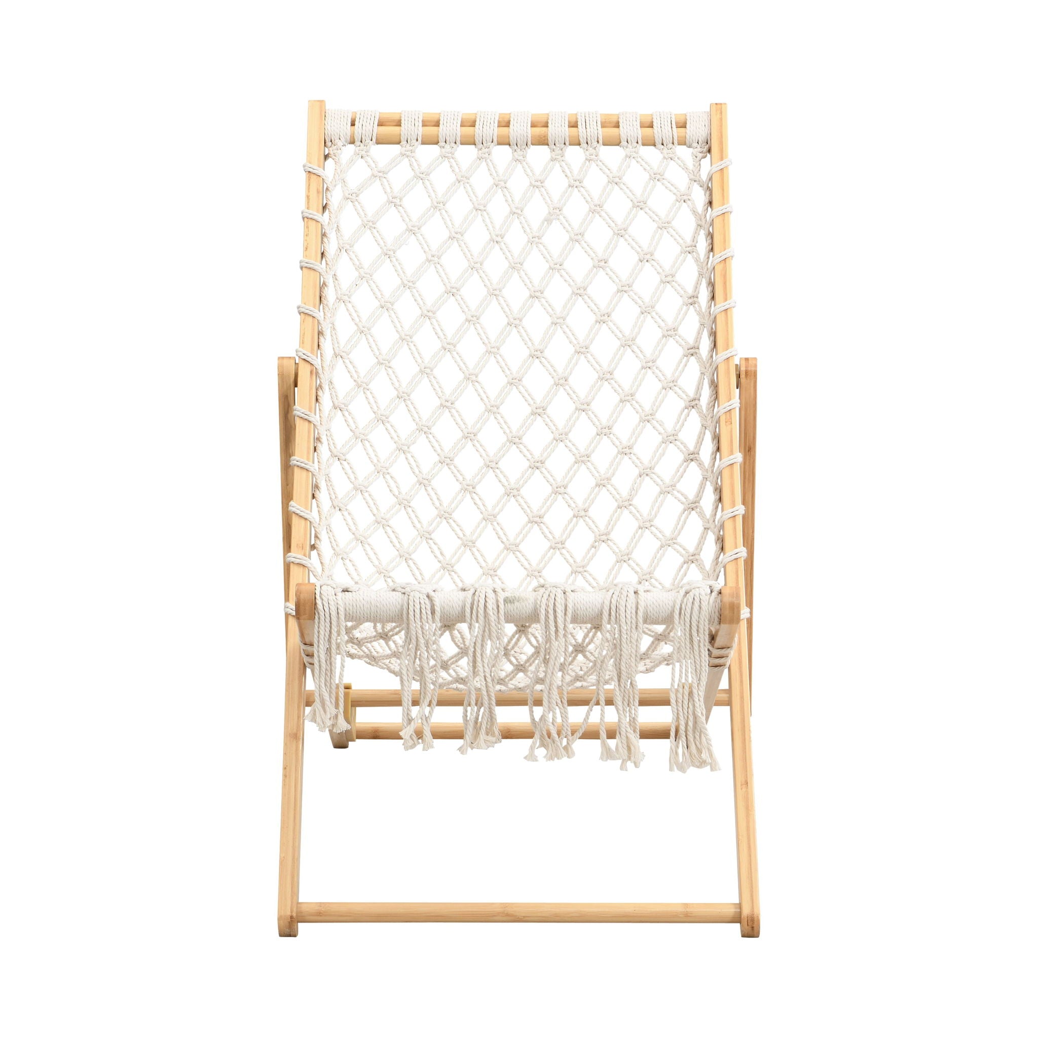 Bamboo Weaving Chair Set With Handwoven Rope For Patio And Living Spaces - Natural
