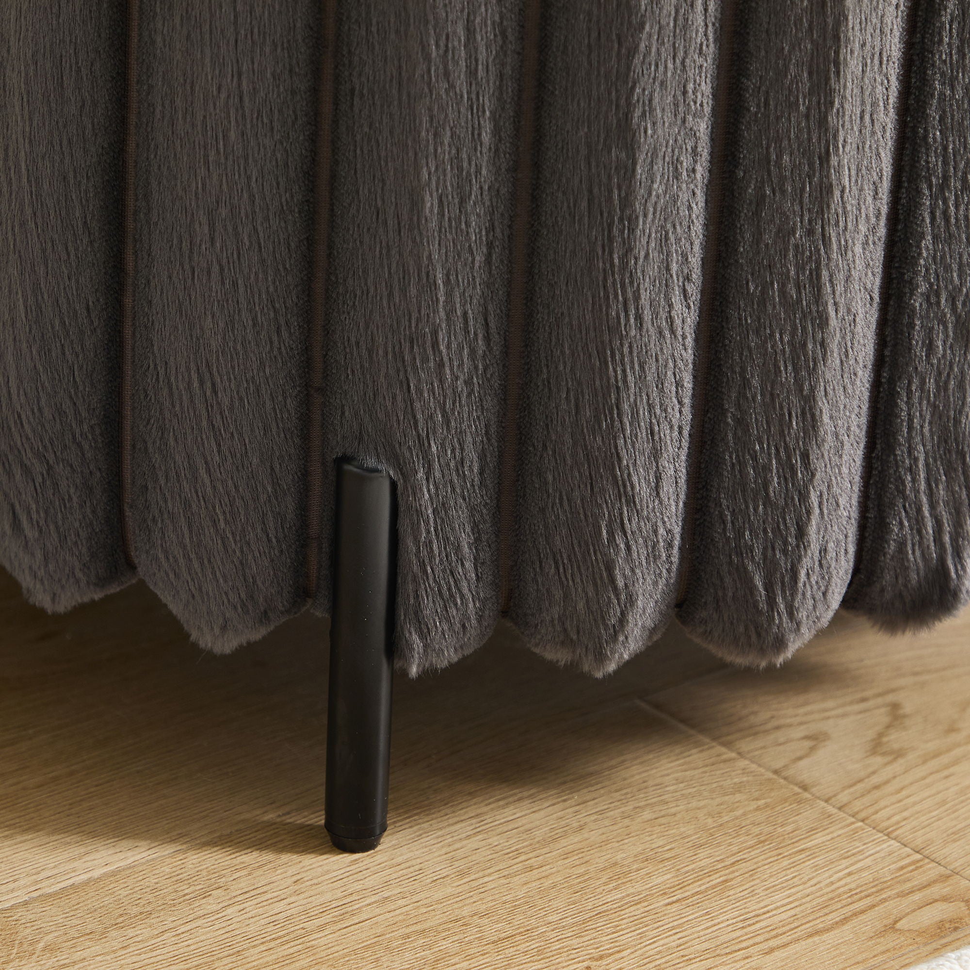 Wide Upholstered Round Pouf Ottoman Foot Rest