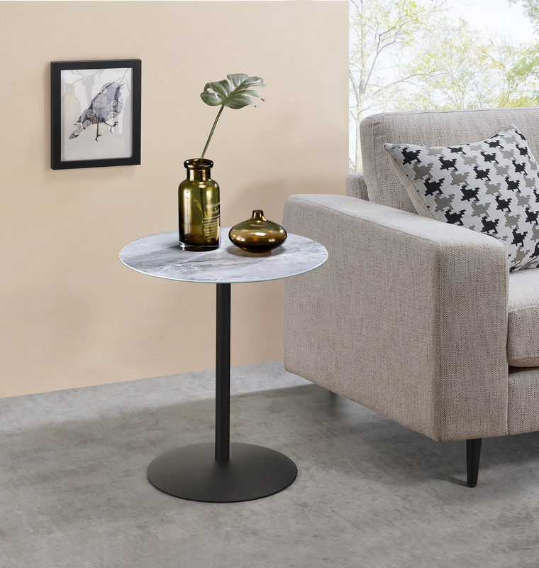 Circa 17.5"W End Table with Gray Marble Textured Top