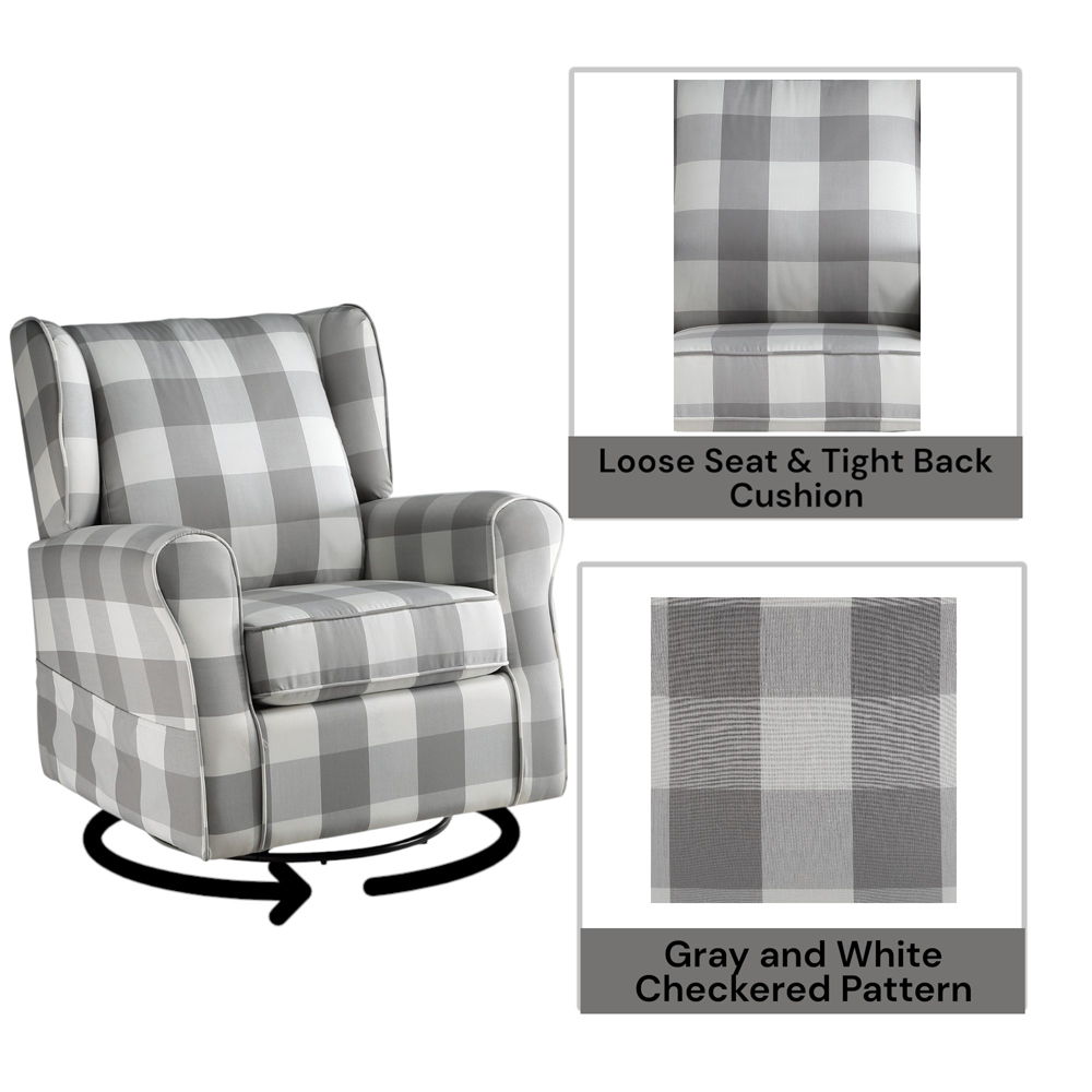 Patli - Swivel Chair With Glider - Gray Fabric