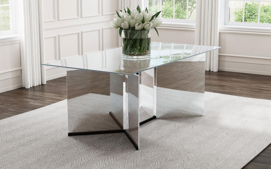 Coaster Fine Furniture Emery - Rectangular Mirrored Dining Table - Silver | Meri Furniture