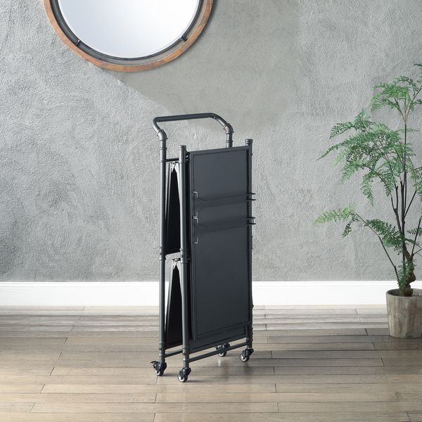 ACME Cordelia - Serving Cart - Sandy Black, Dark Bronze Hand-Brushed Finish | Meri Furniture