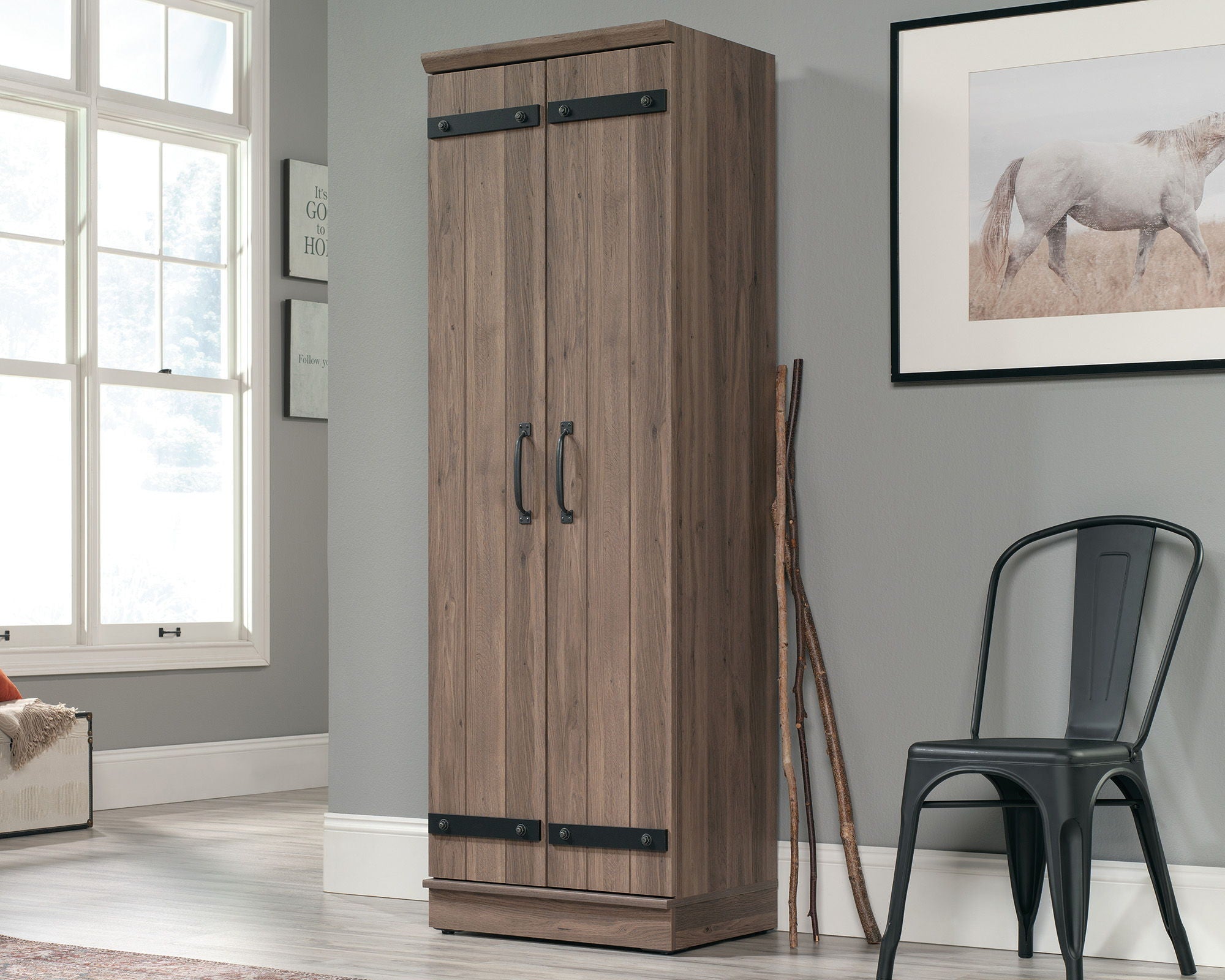 2-Door Farmhouse Storage Cabinet Salt Oak