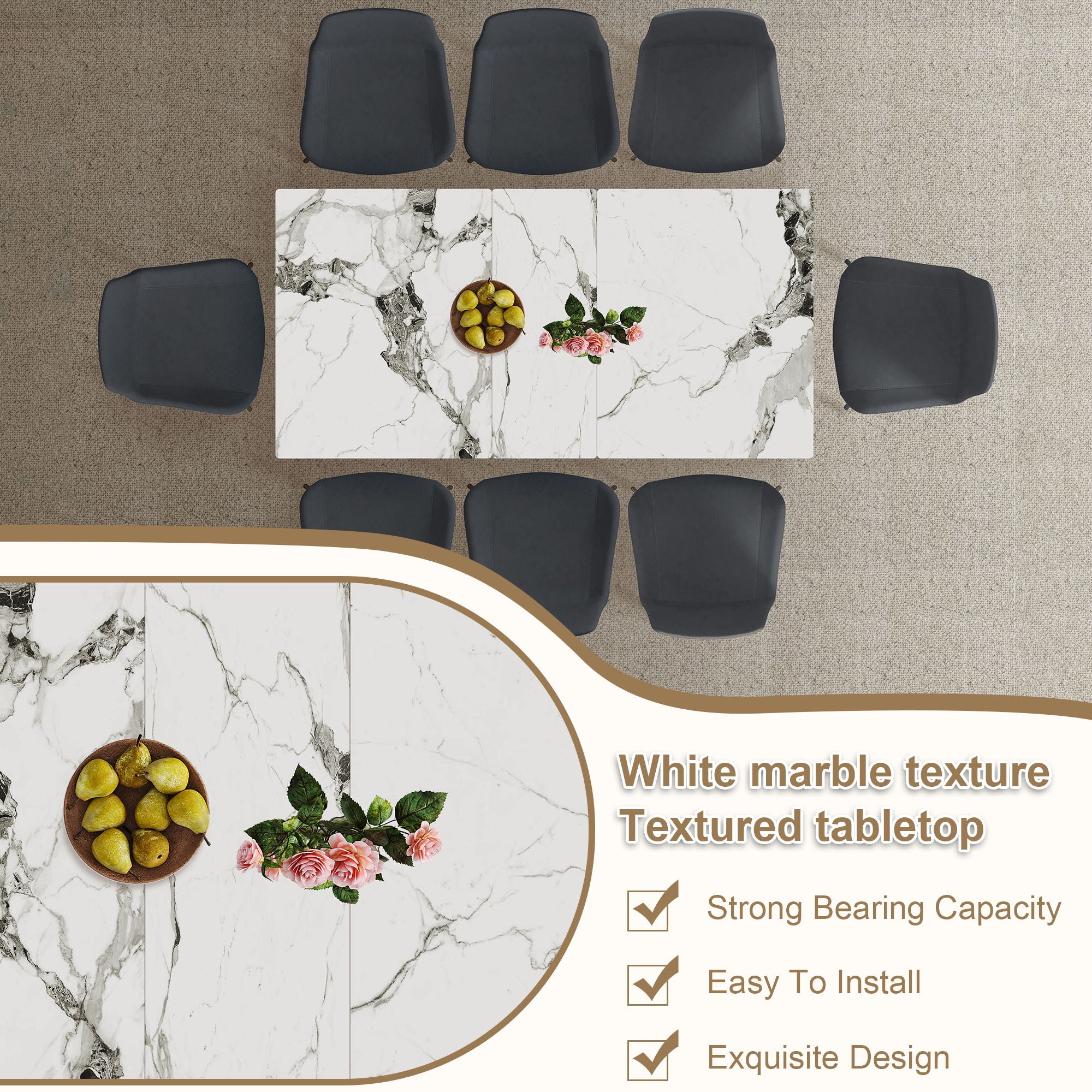 Modern Expandable Dining Table With Retractable Leaf With Chairs