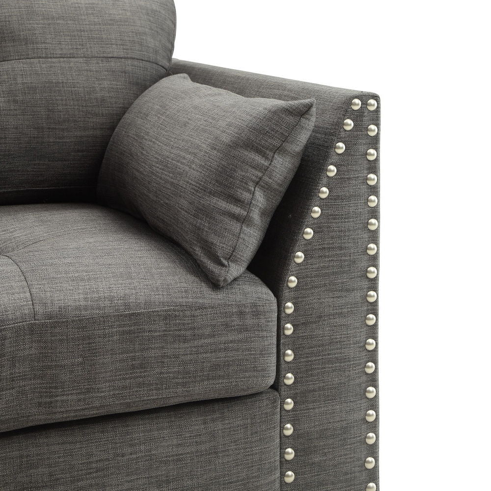 Laurissa - Loveseat With 4 Pillows - Light Charcoal Linen
