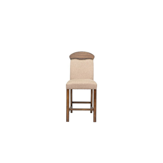 ACME Maurice - Counter Height Chair (Set of 2) - Linen & Oak | Meri Furniture