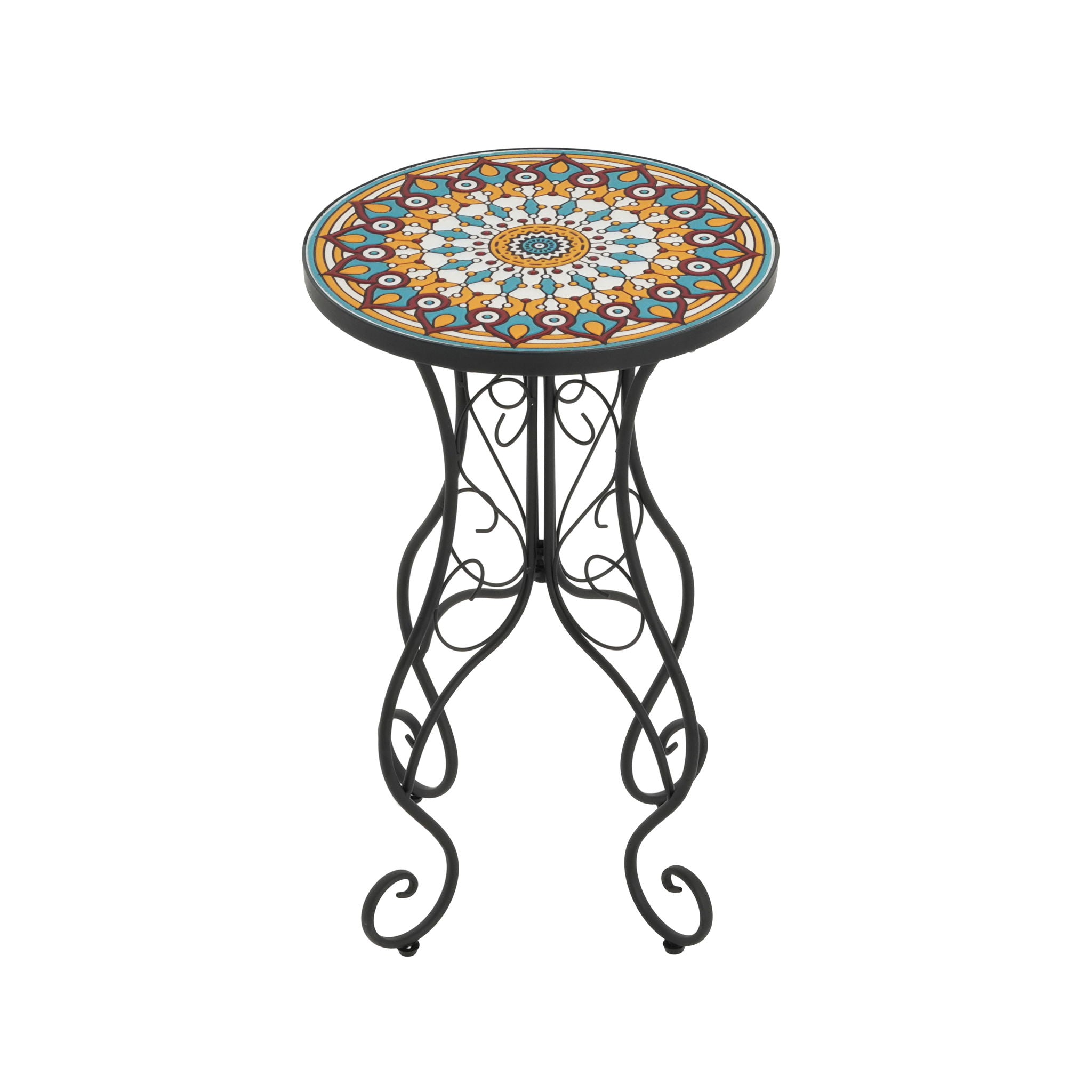 Colorful Outdoor Side Table With Ceramic Tile Top