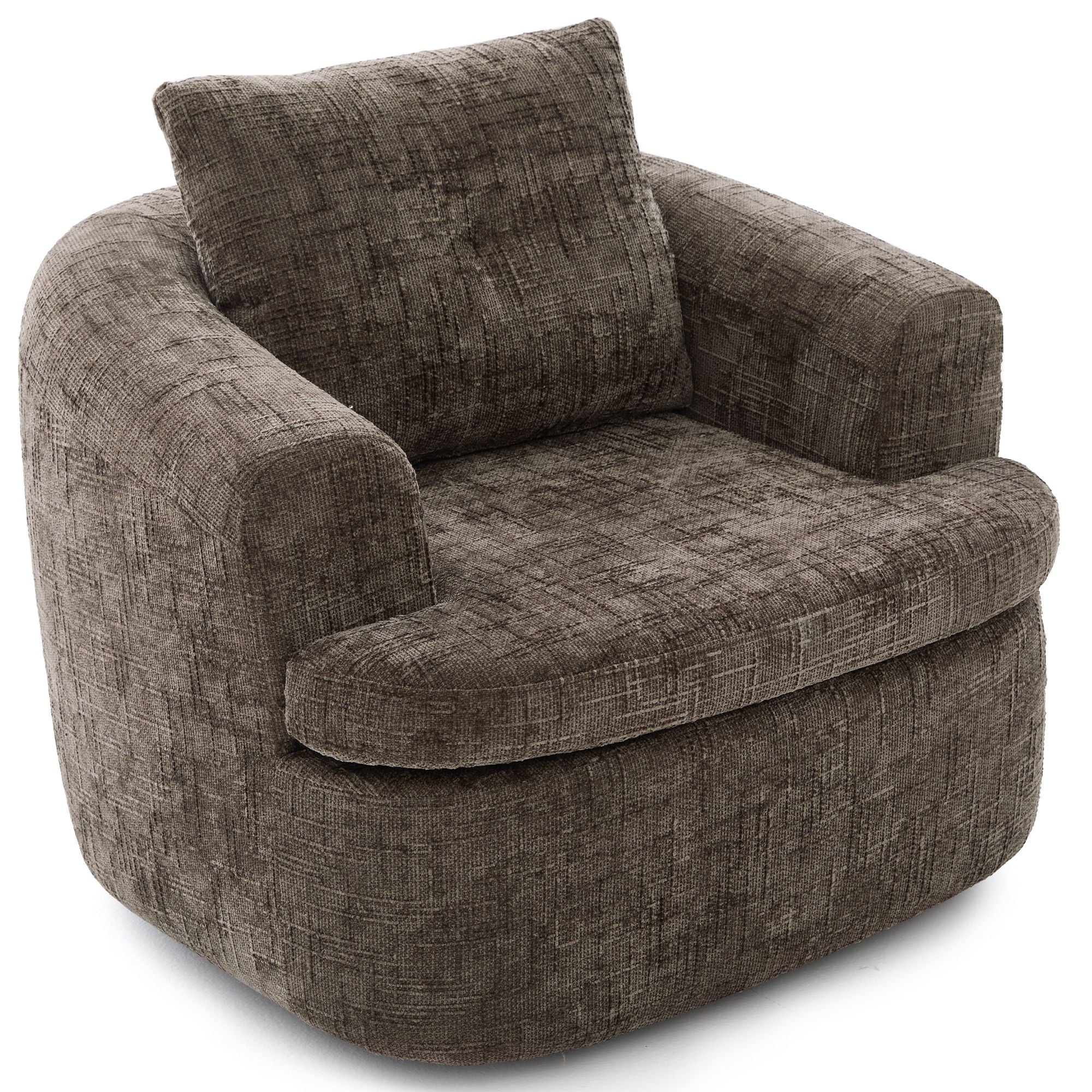 Modern Swivel Barrel Chair With Dual-Layer Cushion