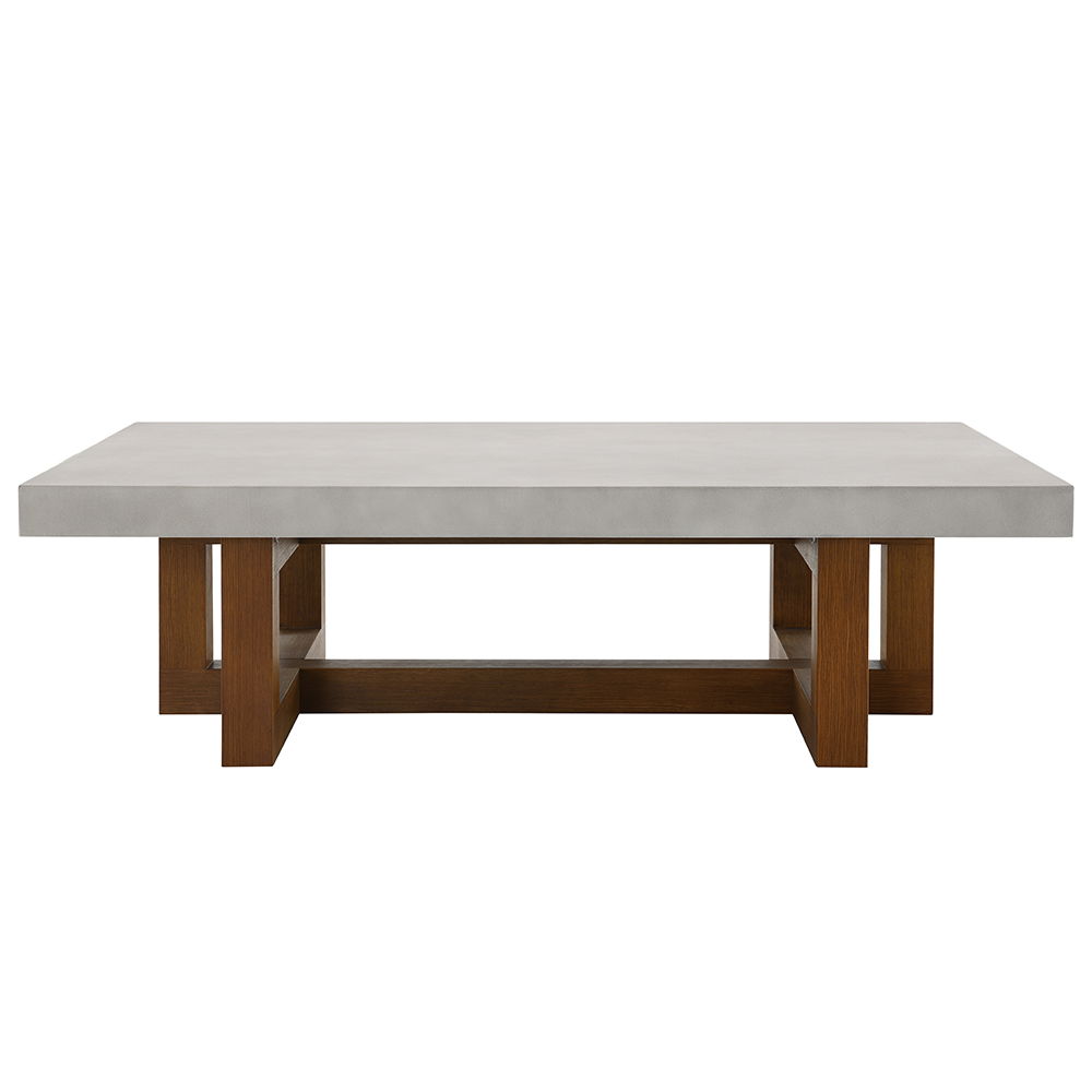 Keven - Coffee Table - Faux Concrete Top & Walnut  Finish