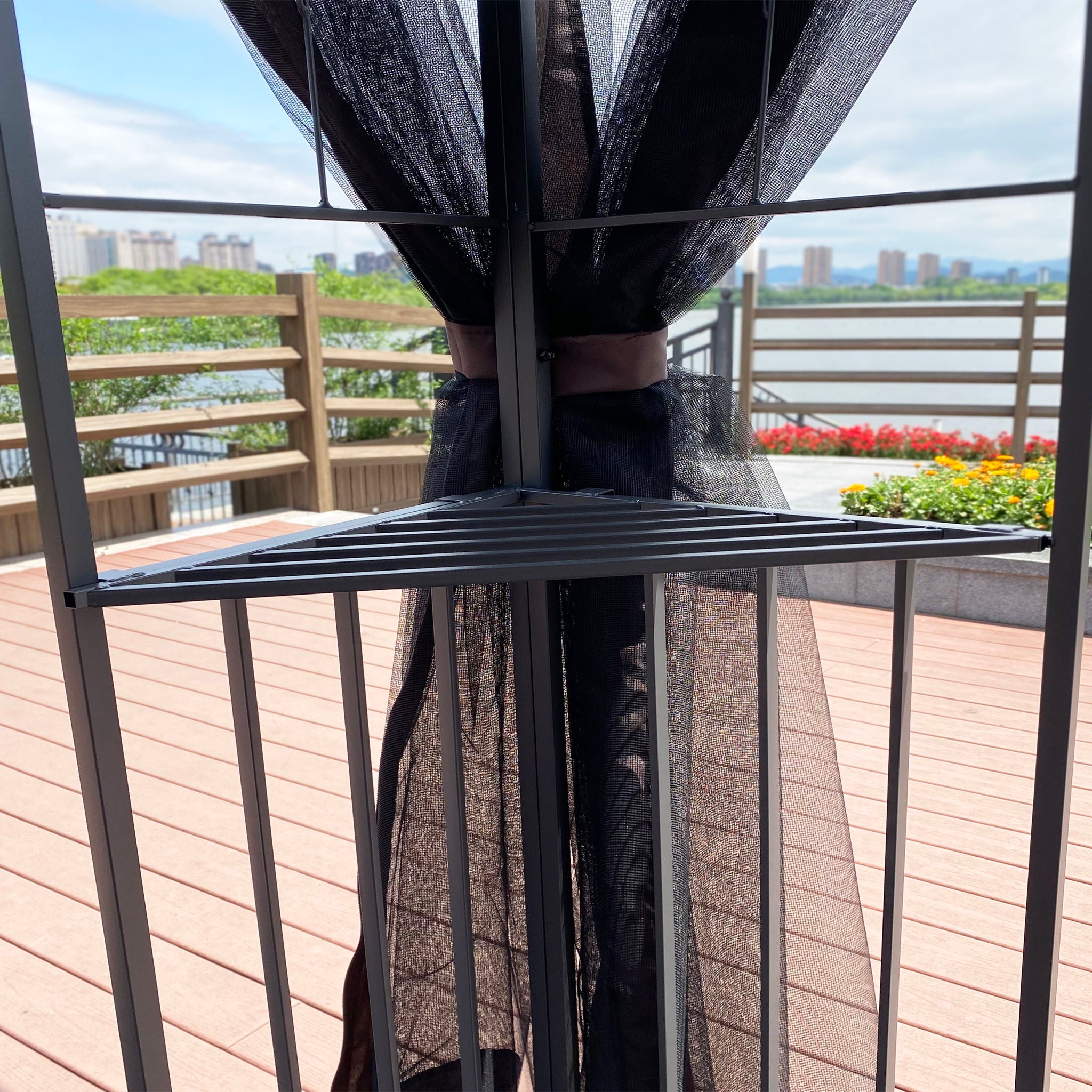 Patio Gazebo Tent With Ventilated Double Roof And Mosquito Net For Backyard Or Garden