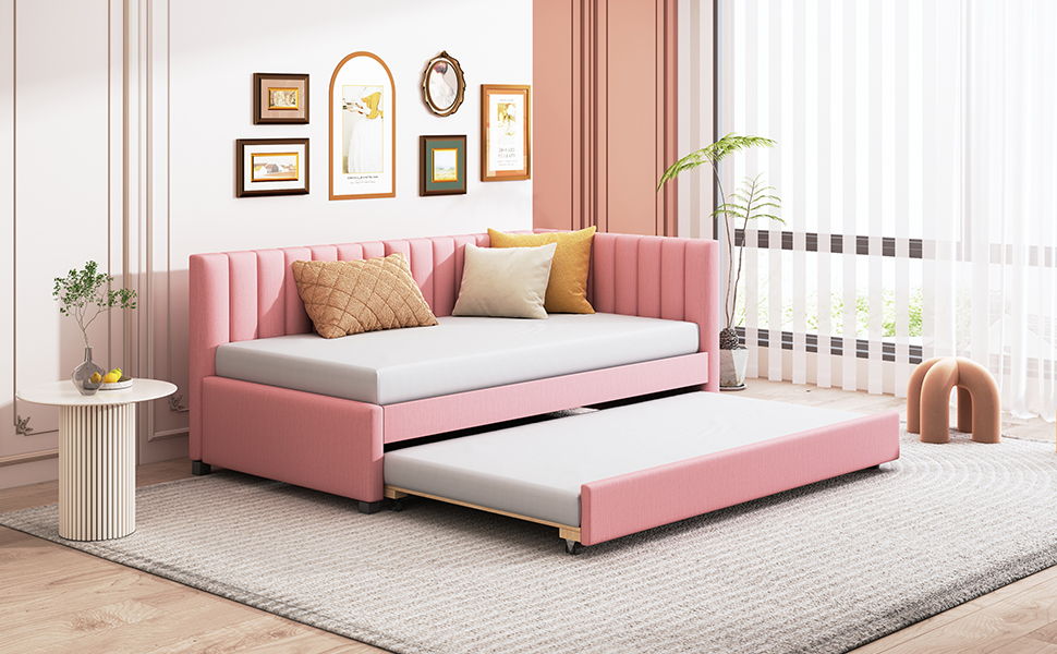 Upholstered Daybed, Sofa Bed Frame, No Box Spring Needed