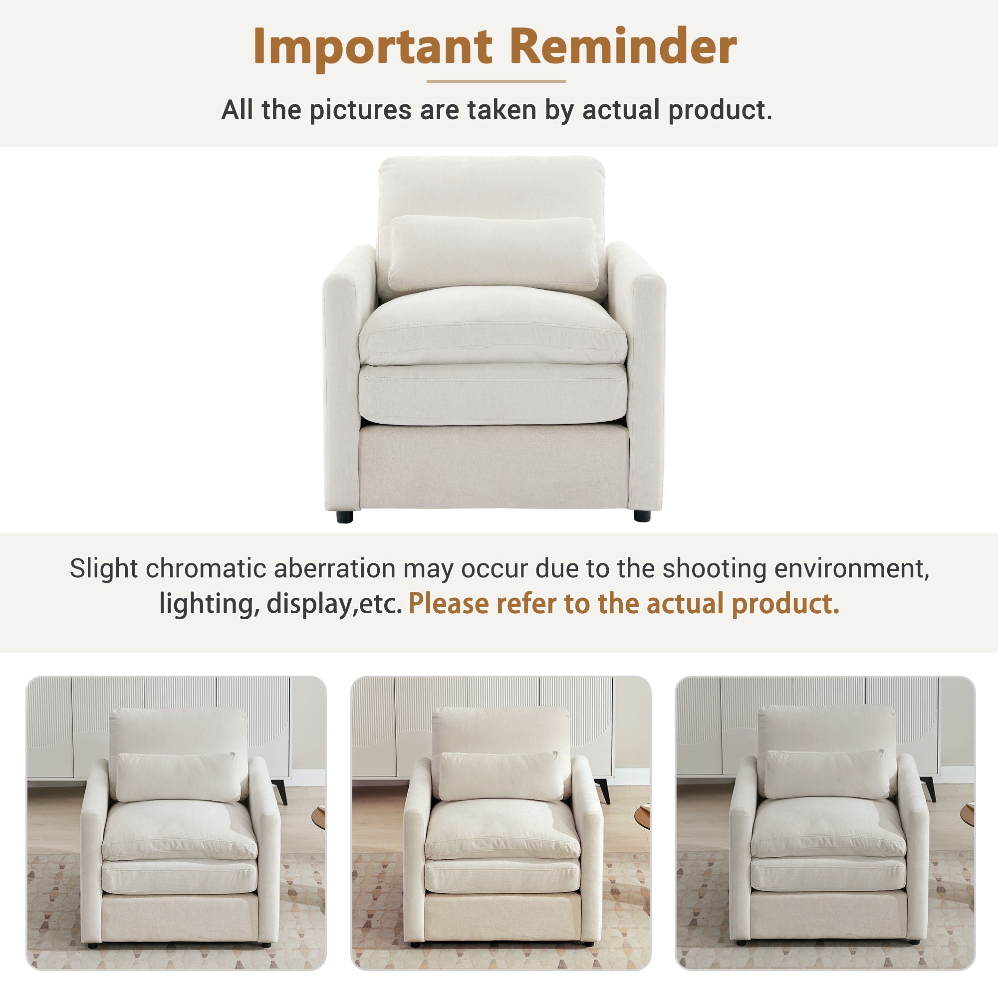 Cozy Upholstered Plush Cushion Armchair For Living Room