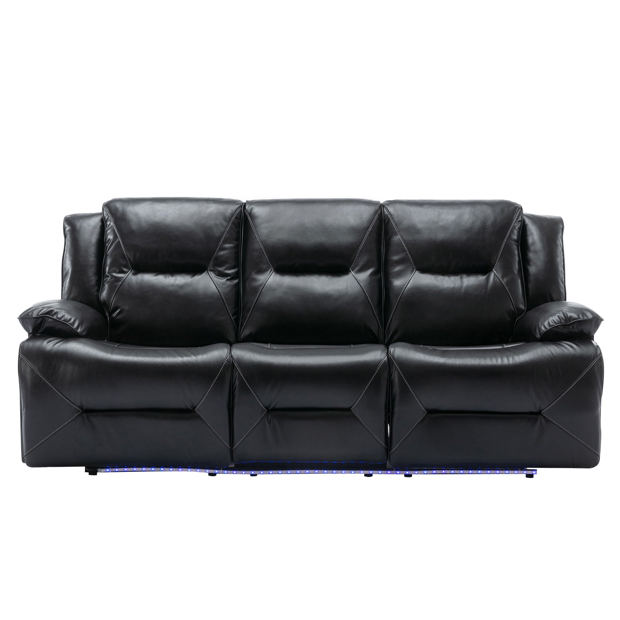 3 Seater Home Theater Recliner Manual Recliner Chair With A LED Light Strip Two Built-In Cup Holders For Living Room