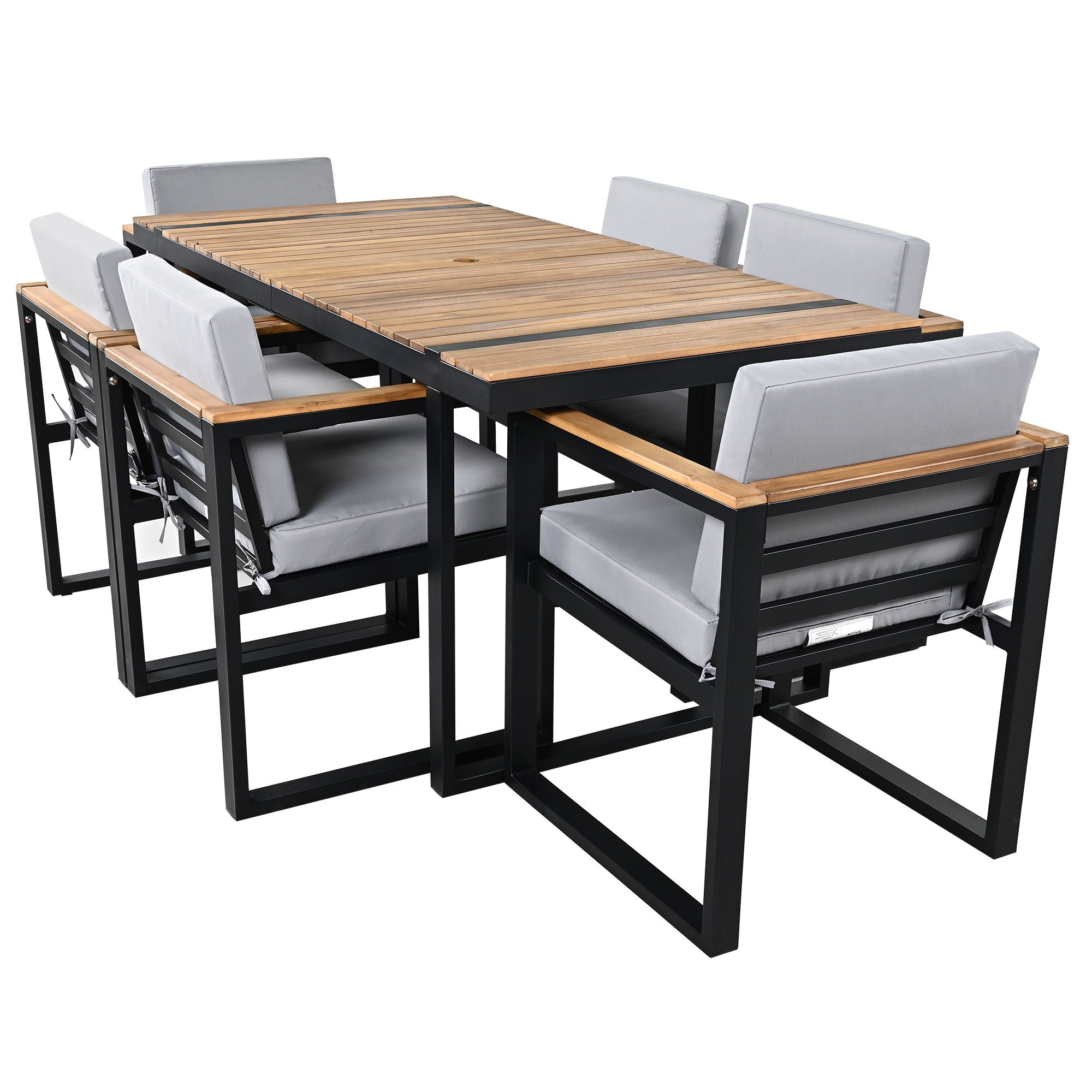 7 Pieces Outdoor Dining Set Patio Dining Table And Chair Set With And Removable Cushions For Patio