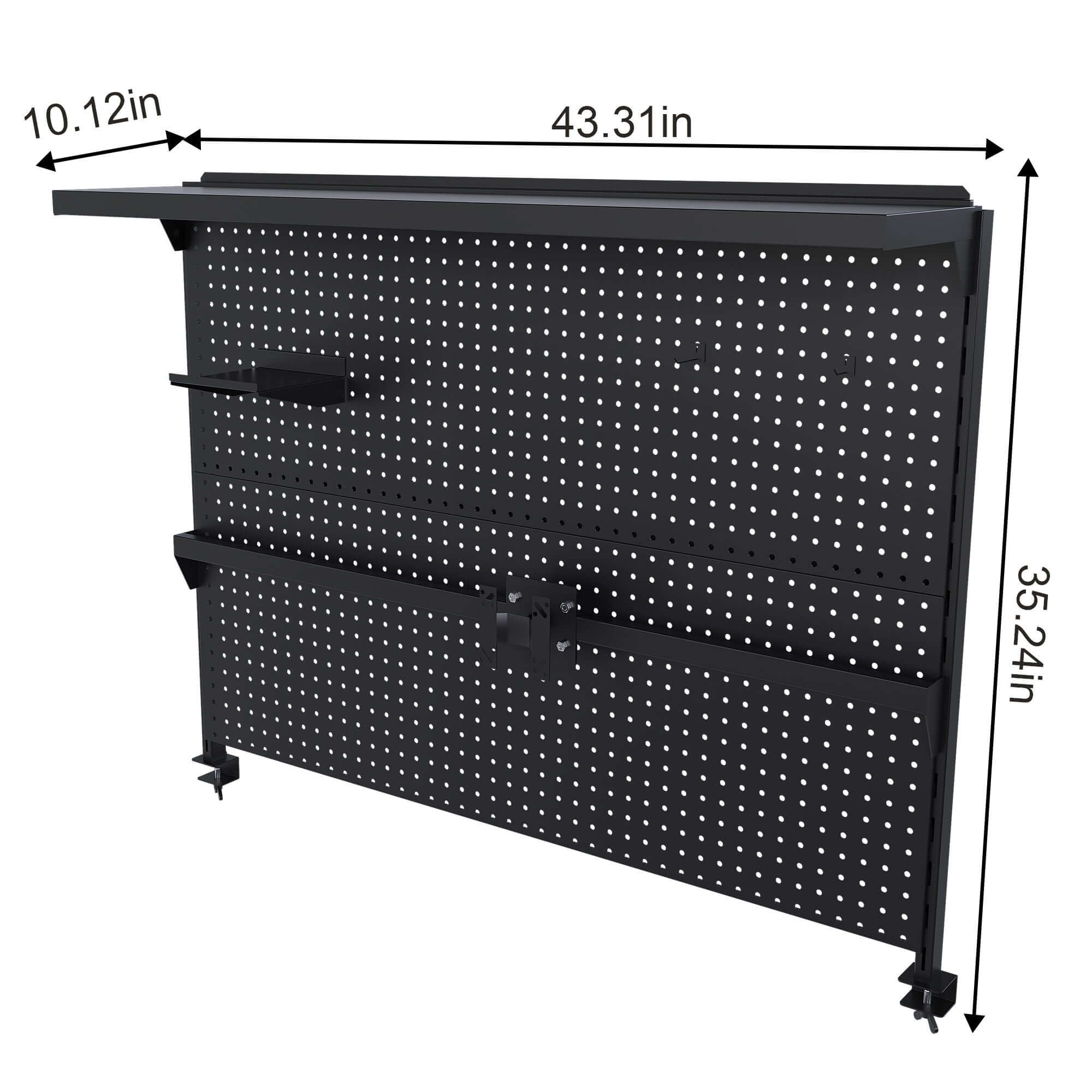 Clamp On Desk Pegboard With Single Monitor Stand