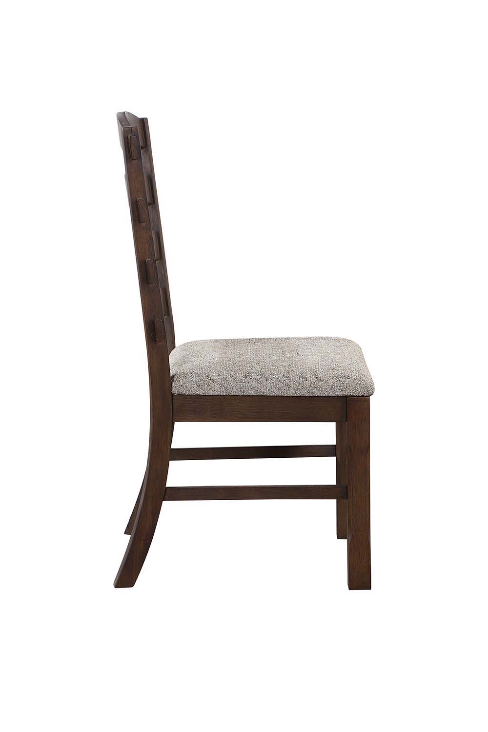 ACME Pascaline - Side Chair (Set of 2) - Gray Fabric, Rustic Brown & Oak Finish | Meri Furniture