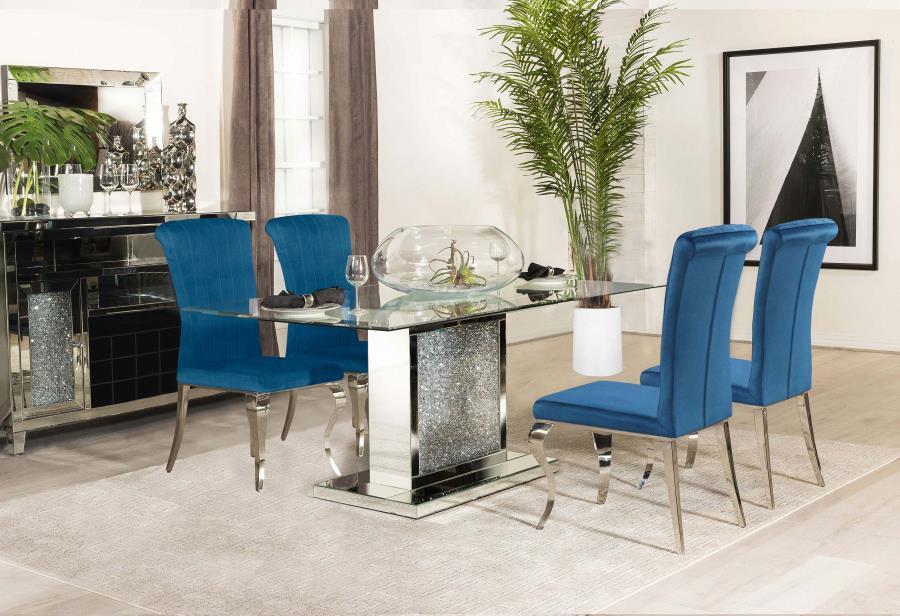 Coaster Fine Furniture Marilyn - Rectangular Mirrored Dining Table Set | Meri Furniture