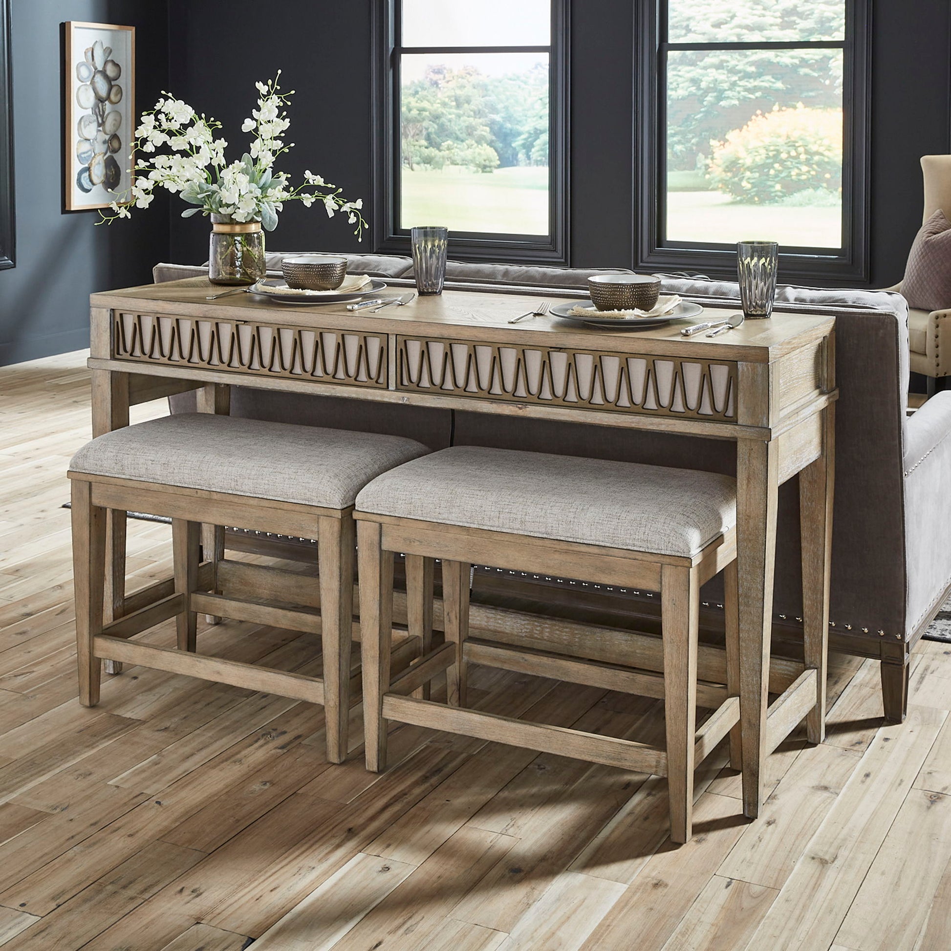 Liberty Furniture Devonshire - 3 Piece Console Set - Weathered Sandstone | Meri Furniture