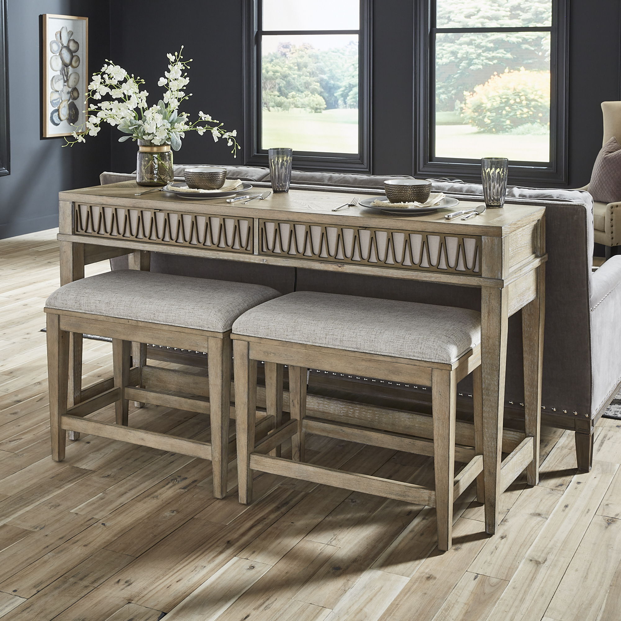 Liberty Furniture Devonshire - 3 Piece Console Set - Weathered Sandstone | Meri Furniture
