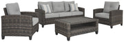 Ashley Furniture Cloverbrooke - Gray - Sofa, Chairs, Table Set (Set of 4) | Meri Furniture