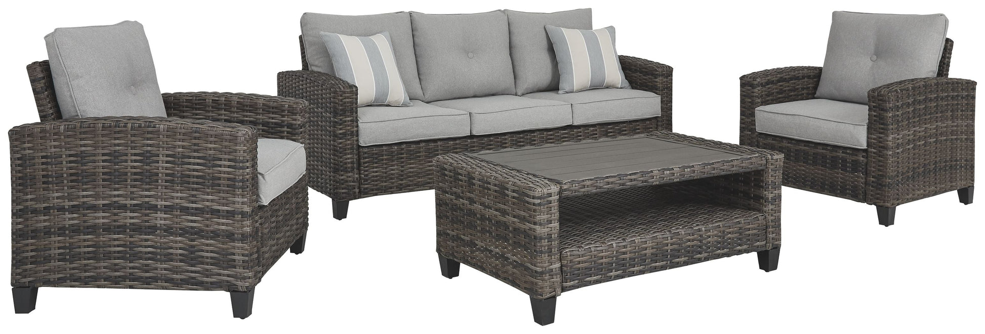 Ashley Furniture Cloverbrooke - Gray - Sofa, Chairs, Table Set (Set of 4) | Meri Furniture