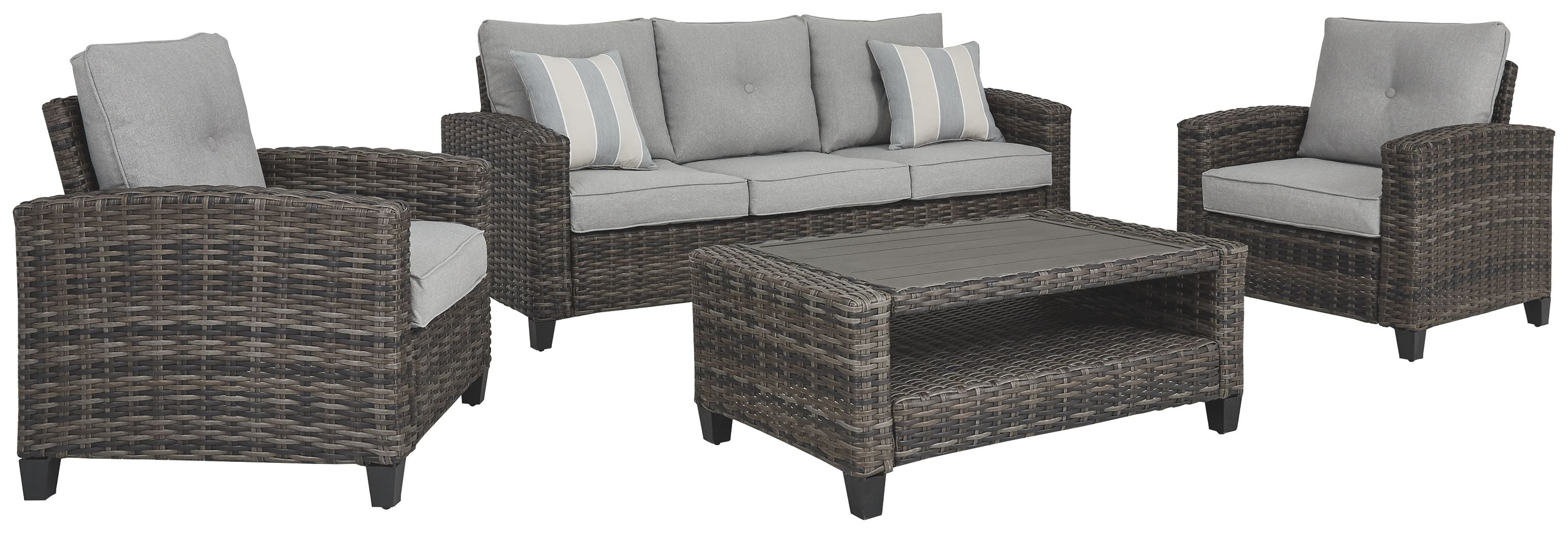 Ashley Furniture Cloverbrooke - Gray - Sofa, Chairs, Table Set (Set of 4) | Meri Furniture