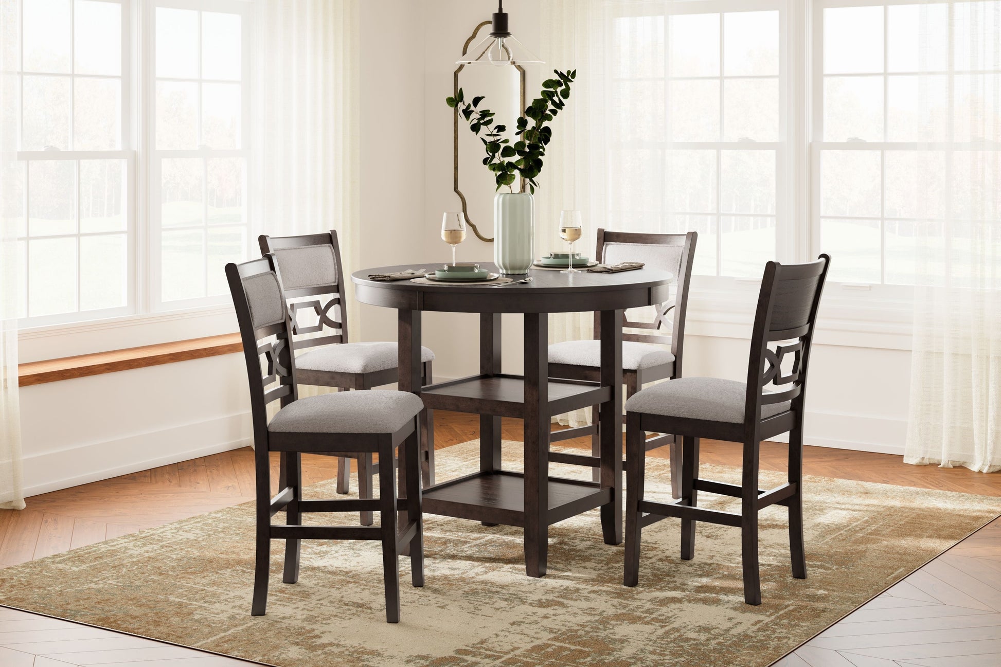Signature Design by Ashley® Langwest - Brown - Dining Room Counter Table Set (Set of 5) | Meri Furniture