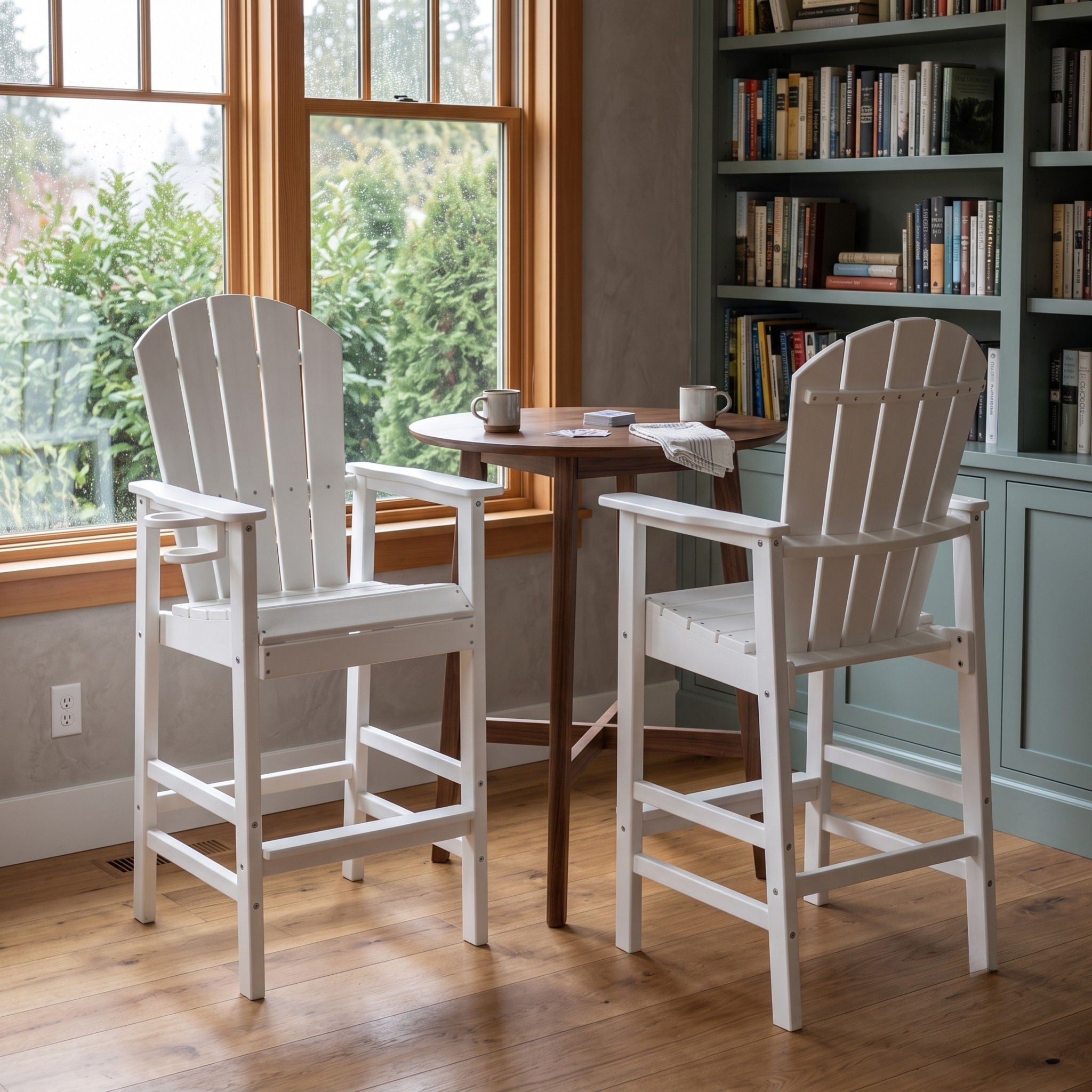 Bar Height Adirondack Chair With Cup Holder And Armrests