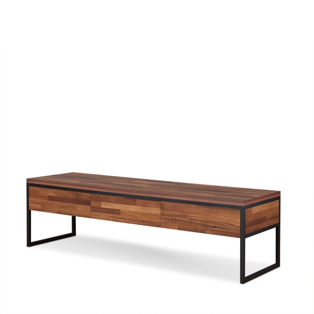 ACME Sara - TV Stand - Walnut & Sandy Black | Meri Furniture