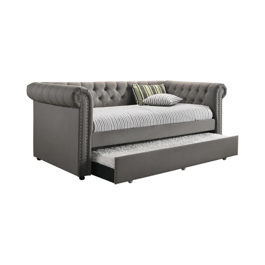 Coaster Fine Furniture Kepner - Upholstered Twin Daybed With Trundle - Gray | Meri Furniture