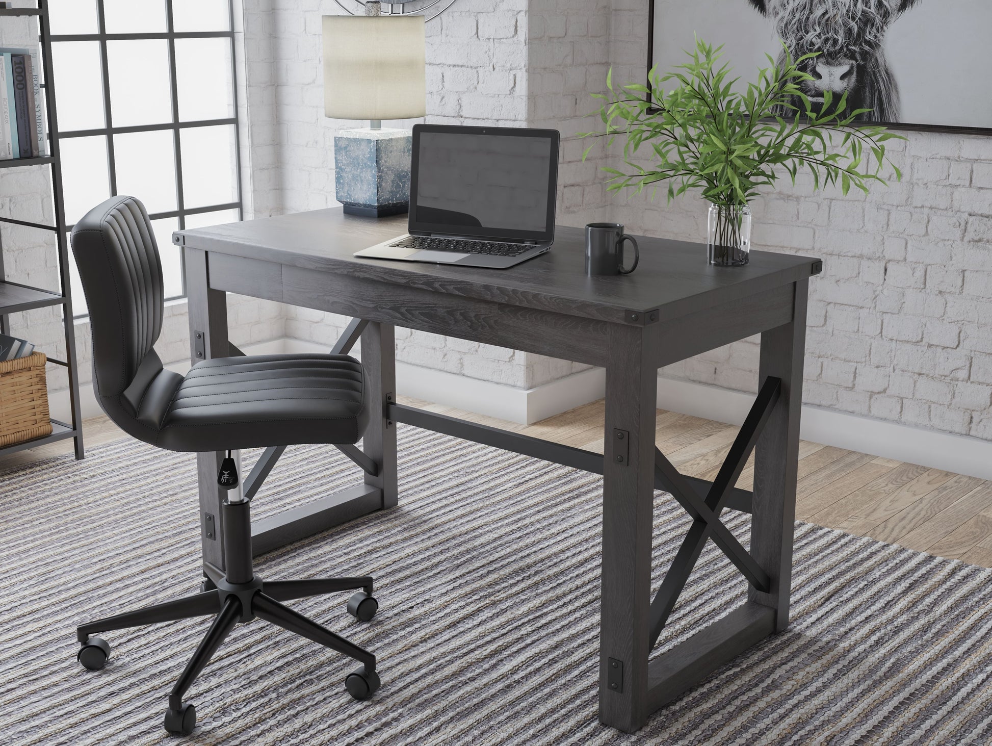 Ashley Furniture Freedan - Grayish Brown - Home Office Desk | Meri Furniture