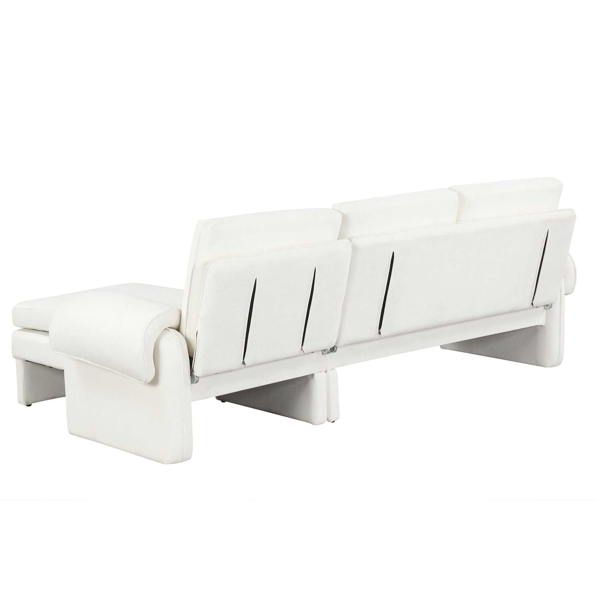 Convertible Futon Sofa Bed With Adjustable Backrest, Reversible Chaise Lounge And 2 Removable Armrest Pillows