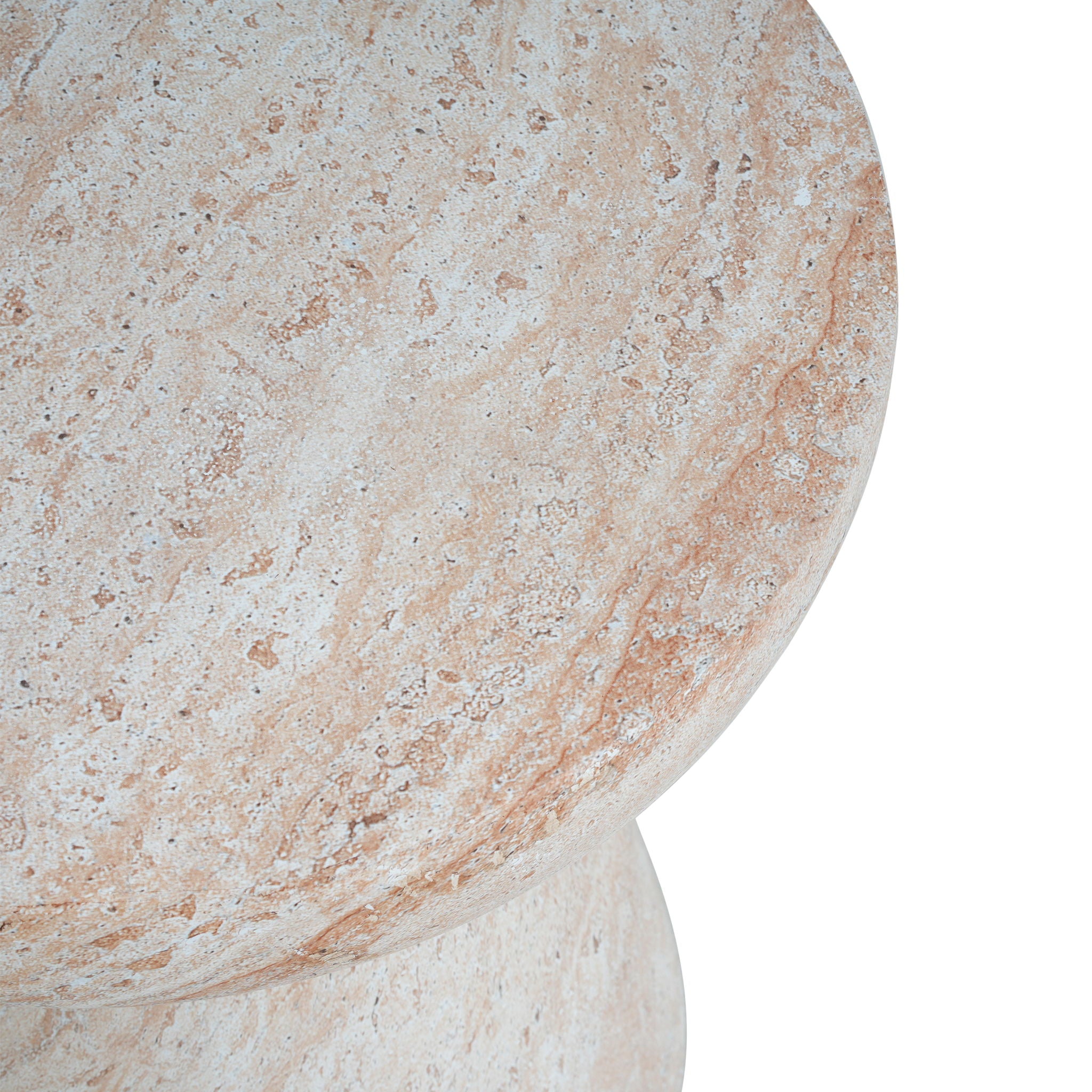 Outdoor / Indoor Lightweight Concrete Side Table, Travertine - Beige