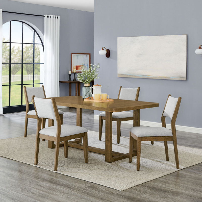 Darla 5Pc 72" Rectangular Walnut Oak Finish Sled Dining Set