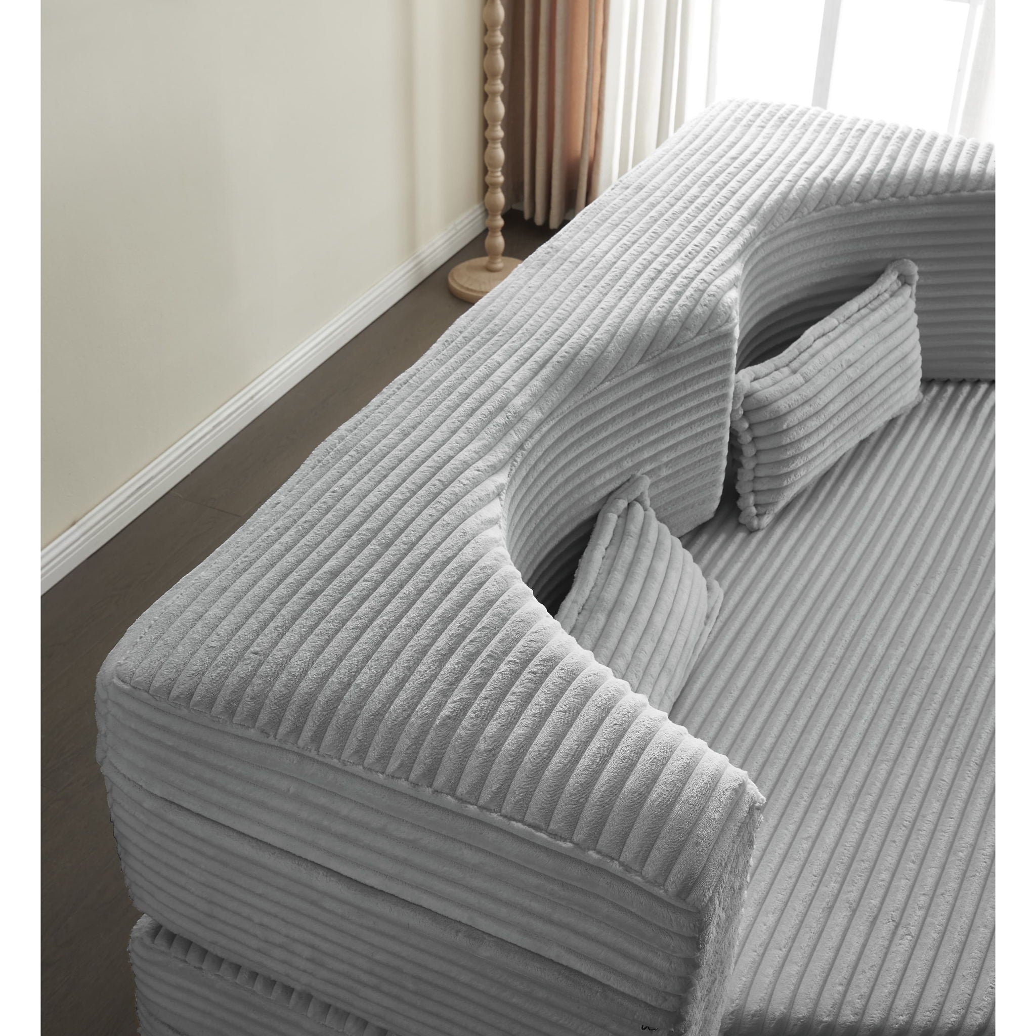 Floor Convertible Sleeper Sofa Bed With 2 Pillows