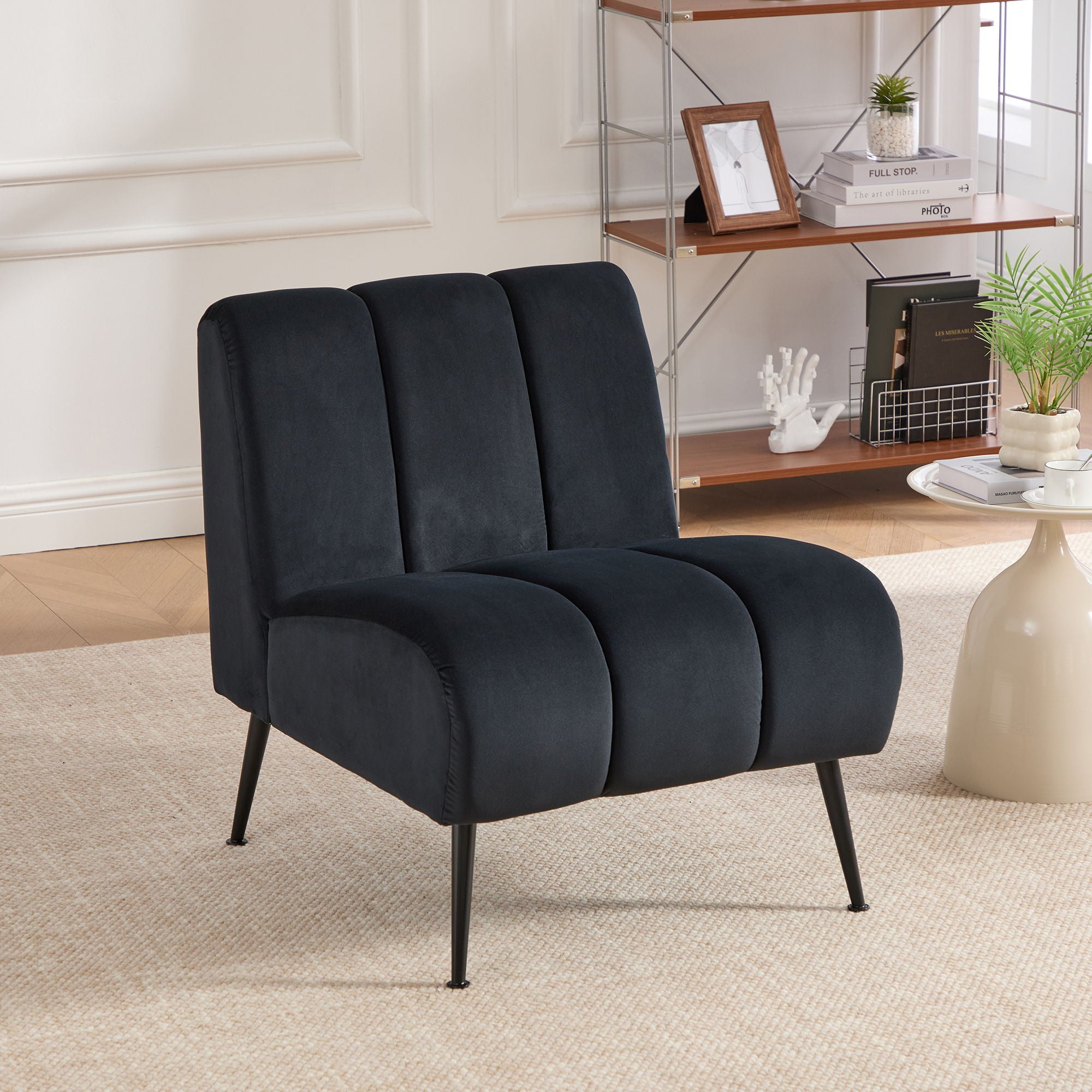 Upholstered Armless Chair For Living Room