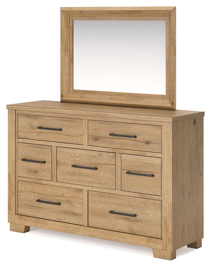 Signature Design by Ashley® Galliden - Light Brown - Dresser And Mirror | Meri Furniture