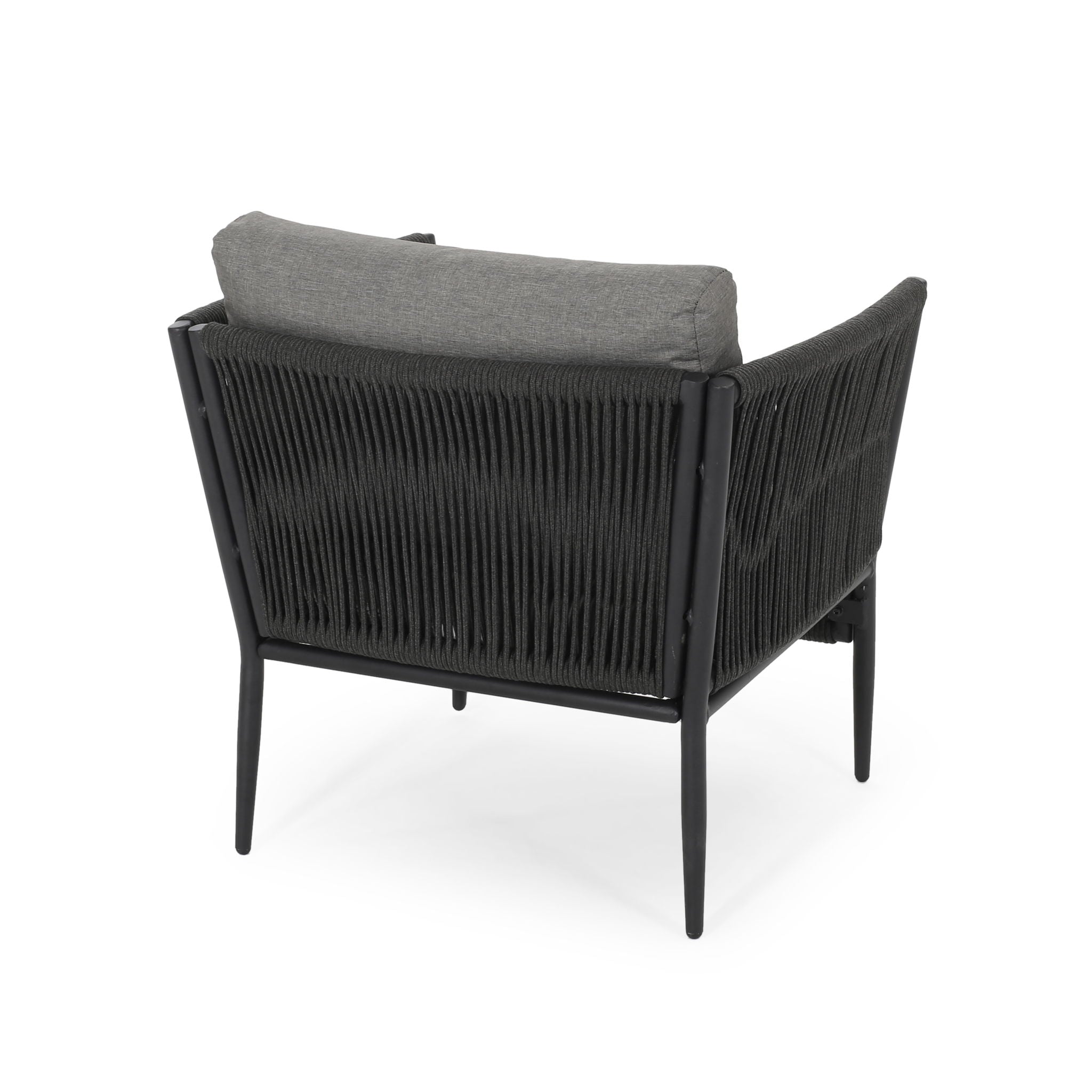 Hanford - Modern Club Chair With Woven Rope Design - Gray