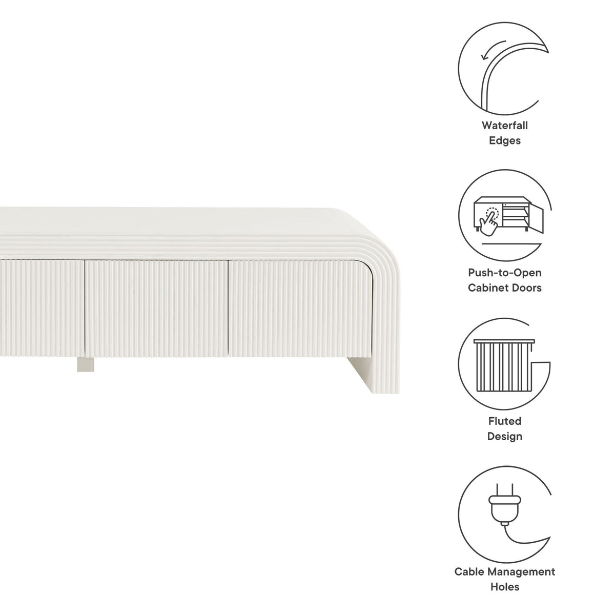 Waterflute 68" Fluted TV Stand by Modway