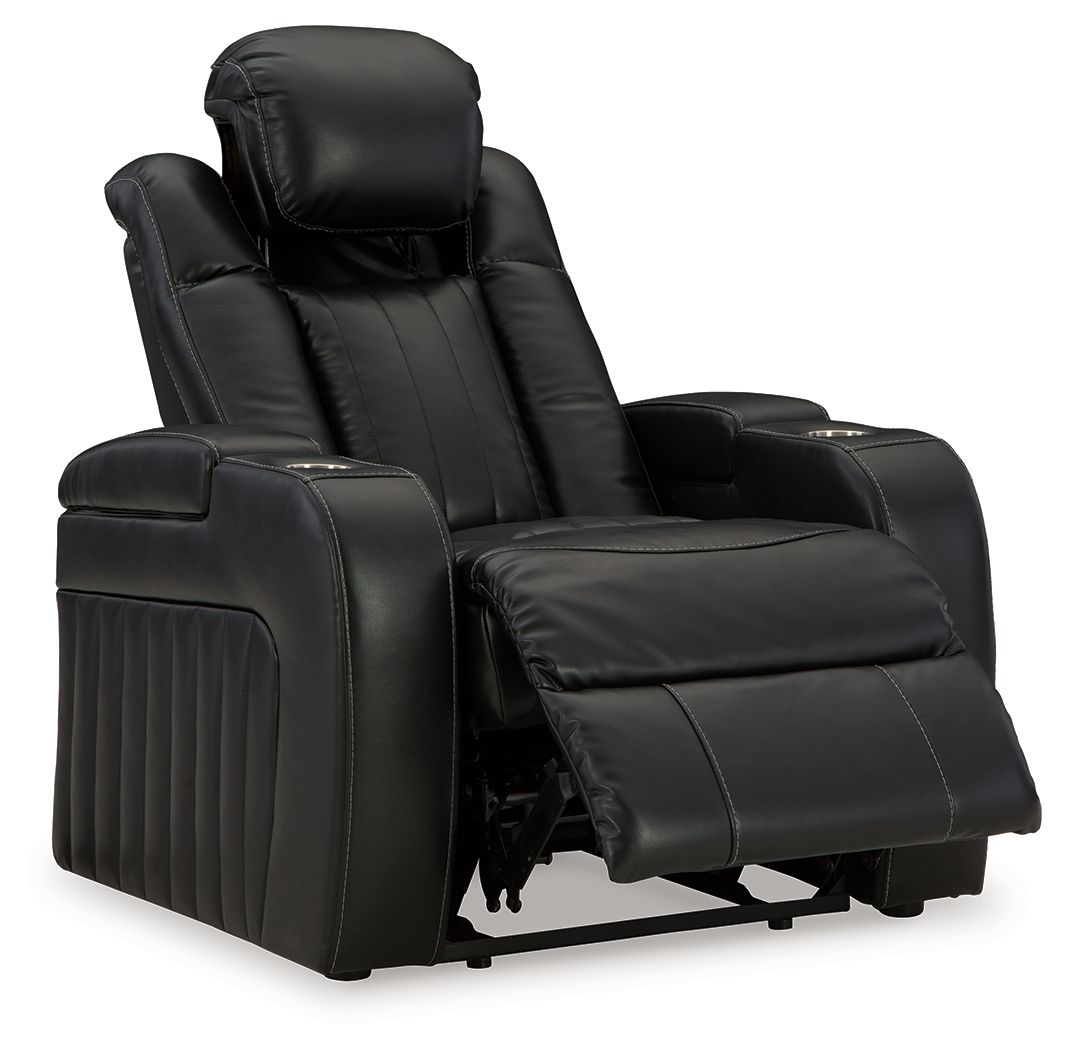 Signature Design by Ashley® Caveman Den - Midnight - Power Recliner/ Adj Headrest | Meri Furniture
