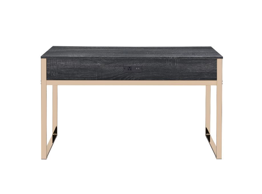 ACME Perle - Writing Desk - Champagne Gold & Black Finish | Meri Furniture