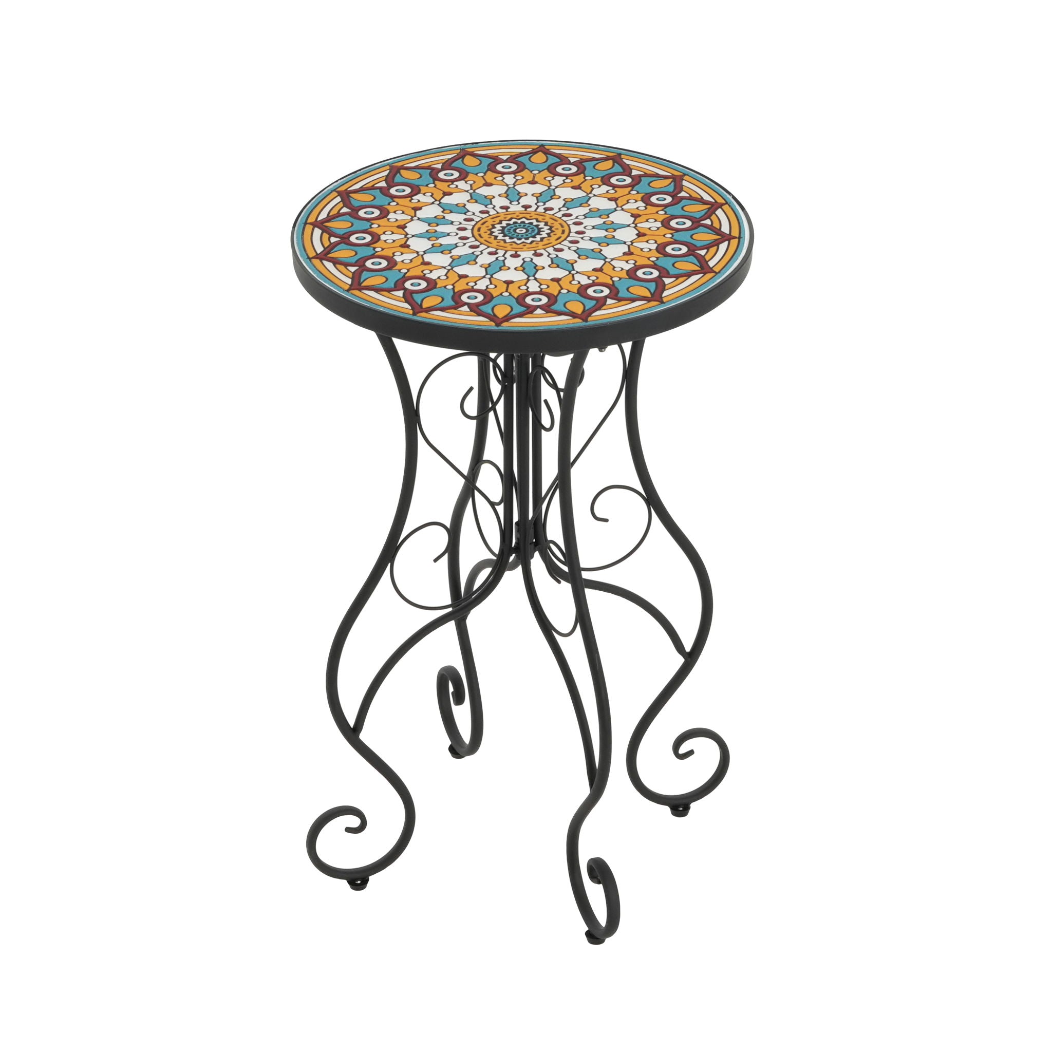 Colorful Outdoor Side Table With Ceramic Tile Top