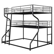 Industrial Triple Bunk Bed With Dual Ladders Frame, Space Saving Design