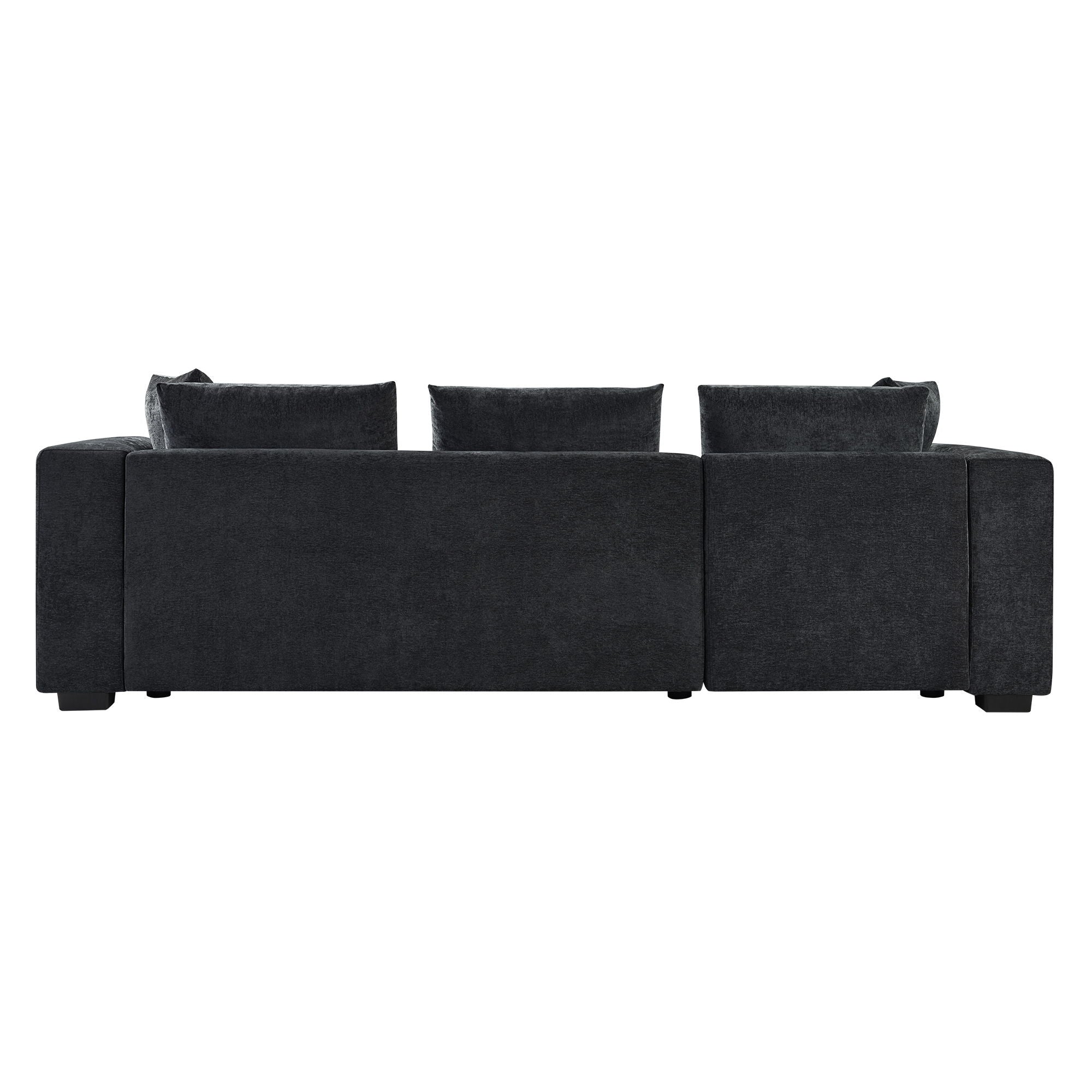 Modern L Shaped Sectional Sofa With Chenille Upholstery And Wooden Storage